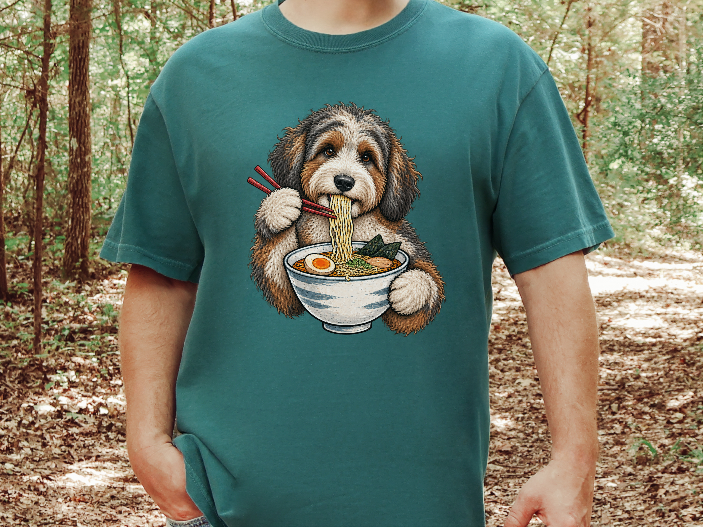 Aussiedoodle Eating Ramen Noodles doodle dog shirt - photo 8