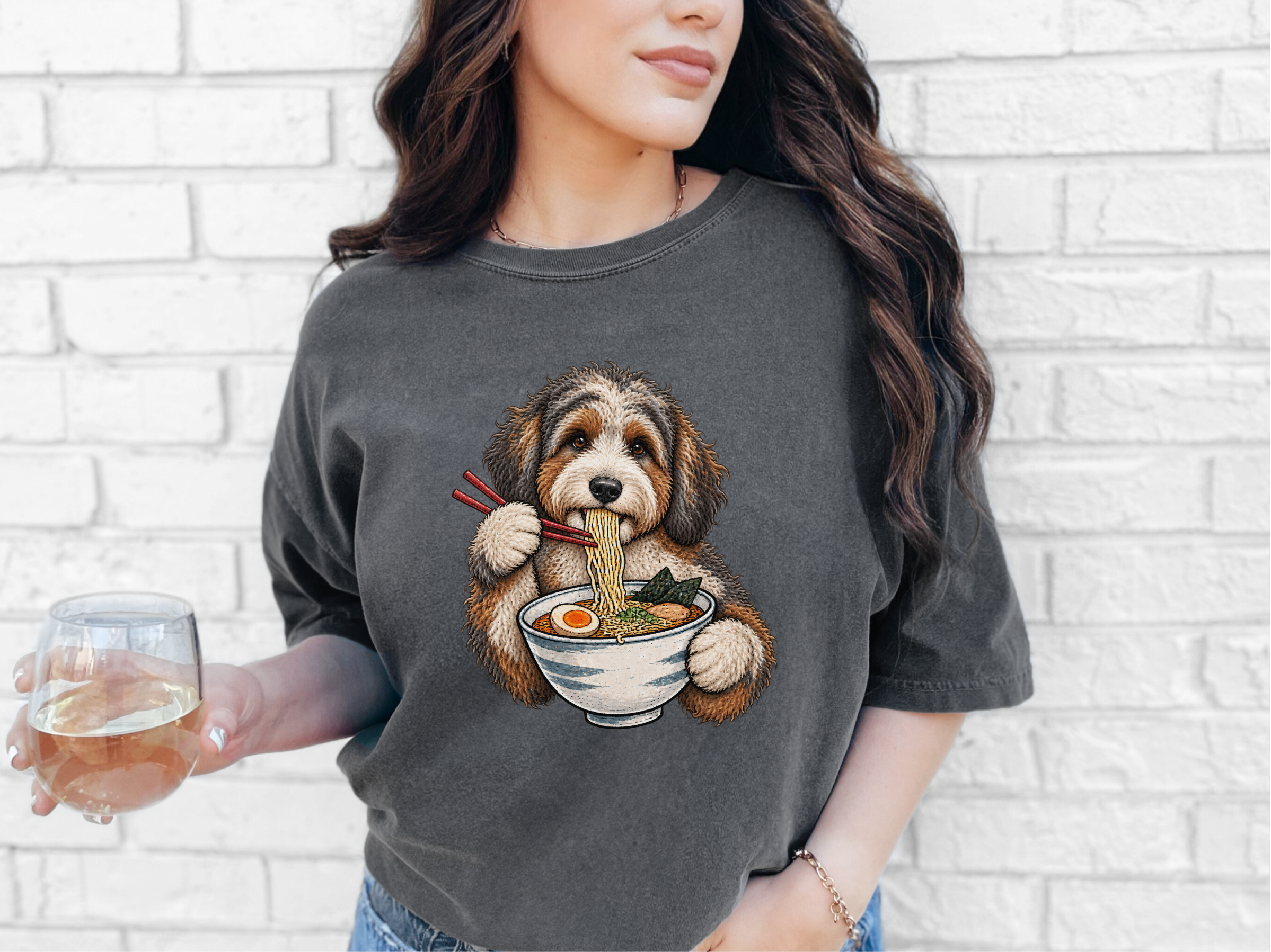 Aussiedoodle Eating Ramen Noodles doodle dog shirt - photo 4