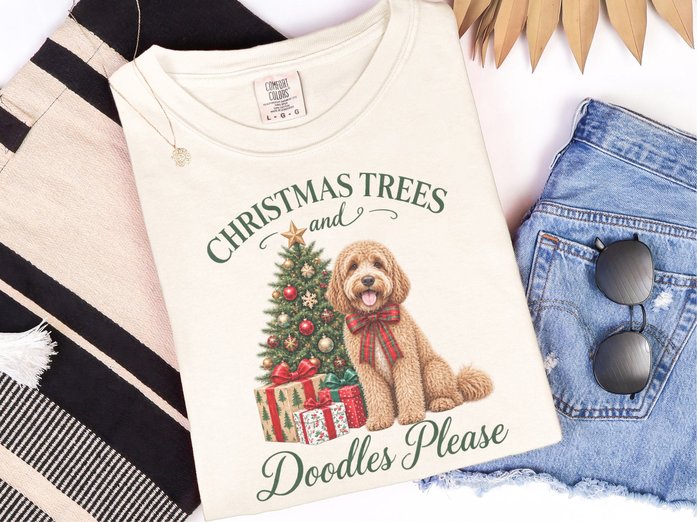 Cockapoo Christmas Tree Scene doodle dog shirt - photo 8