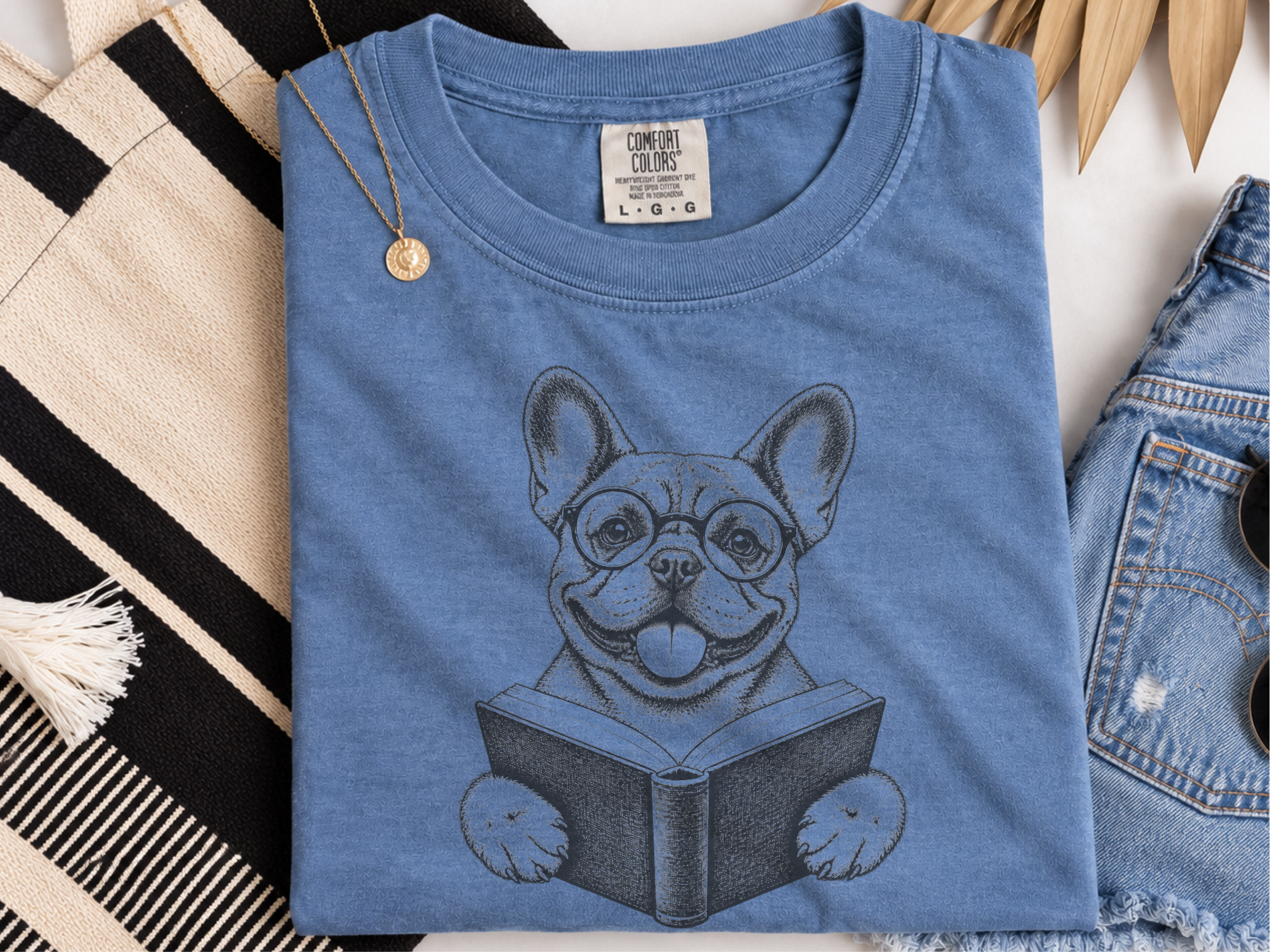 French Bulldog Reading Book doodle dog shirt - photo 7