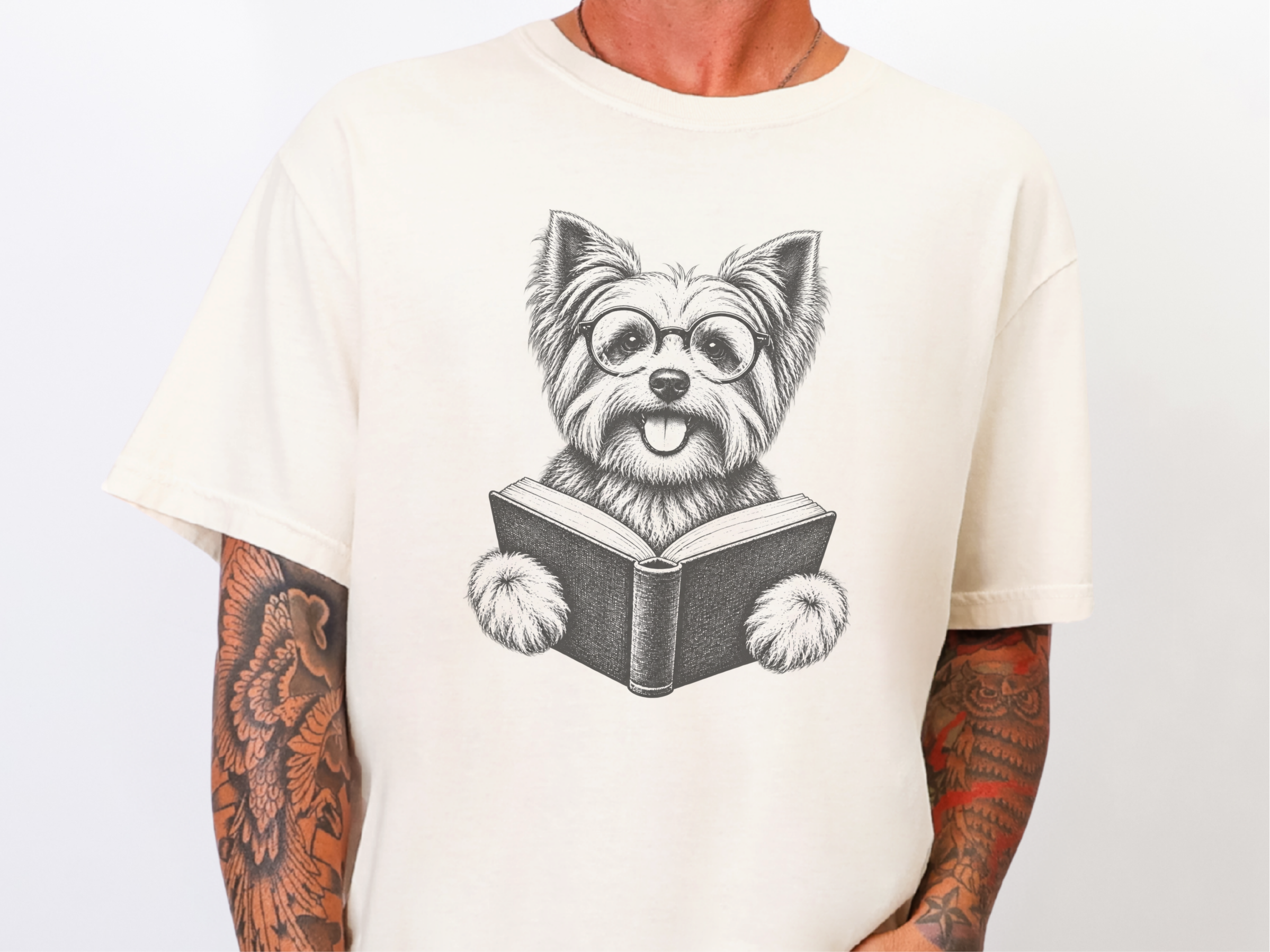 Yorkie Reading A Book doodle dog shirt - photo 8