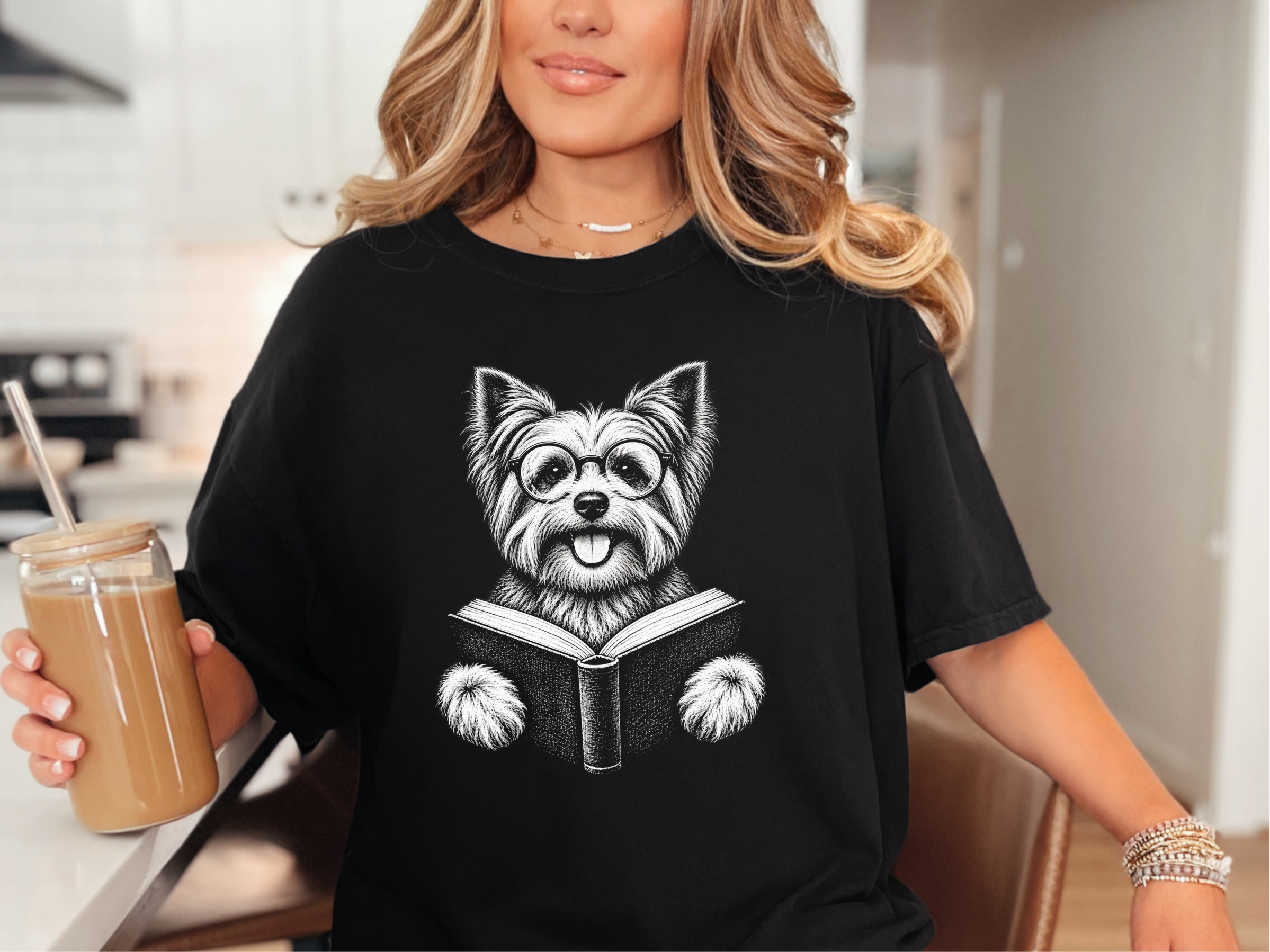 Yorkie Reading A Book doodle dog shirt - photo 1