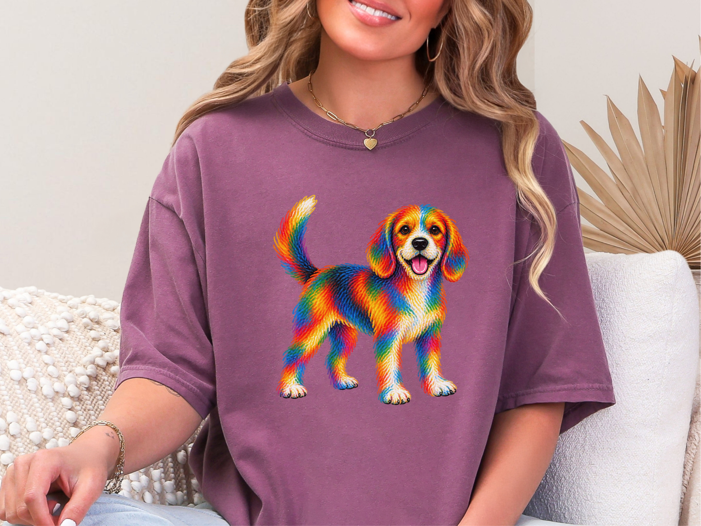Colorful Rainbow Beagle Dog doodle dog shirt - photo 7