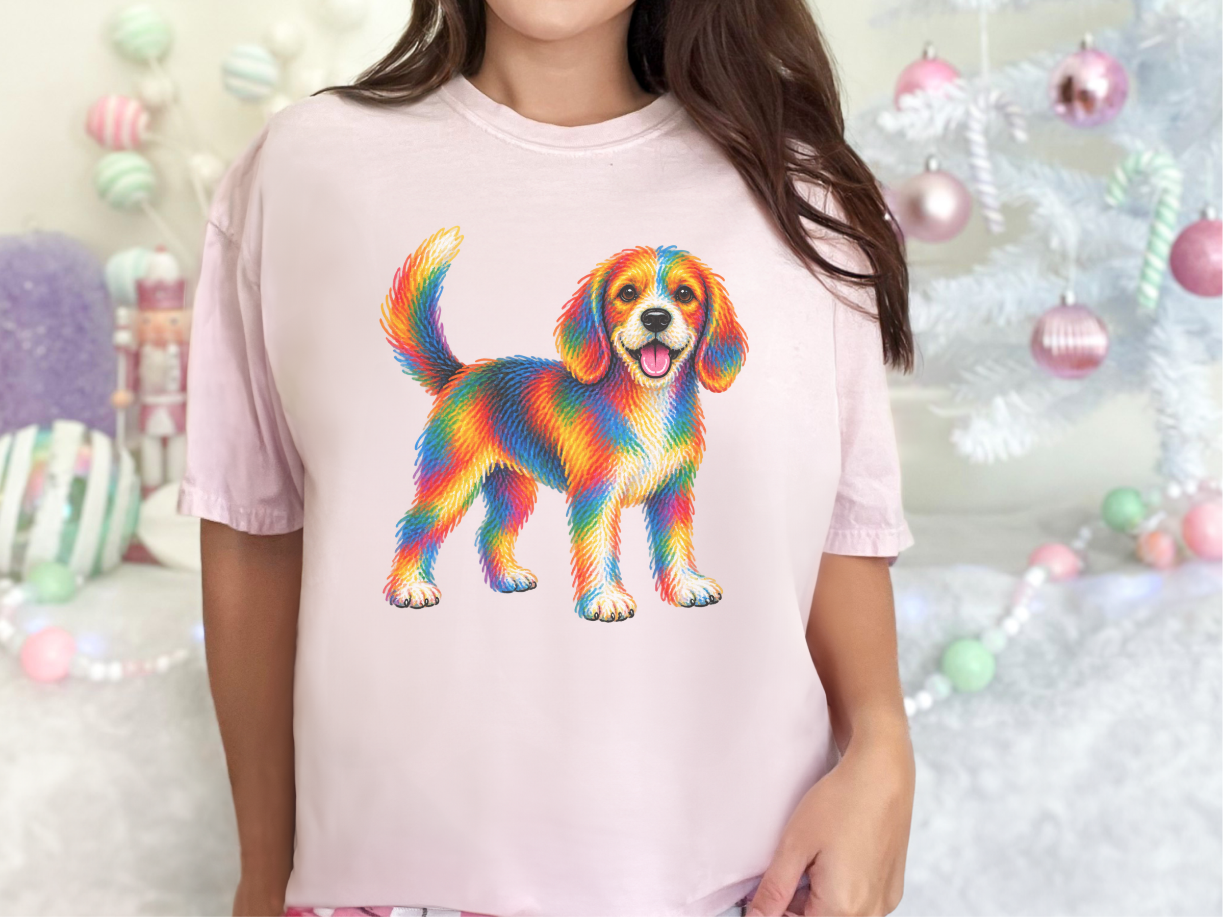 Colorful Rainbow Beagle Dog doodle dog shirt - photo 5