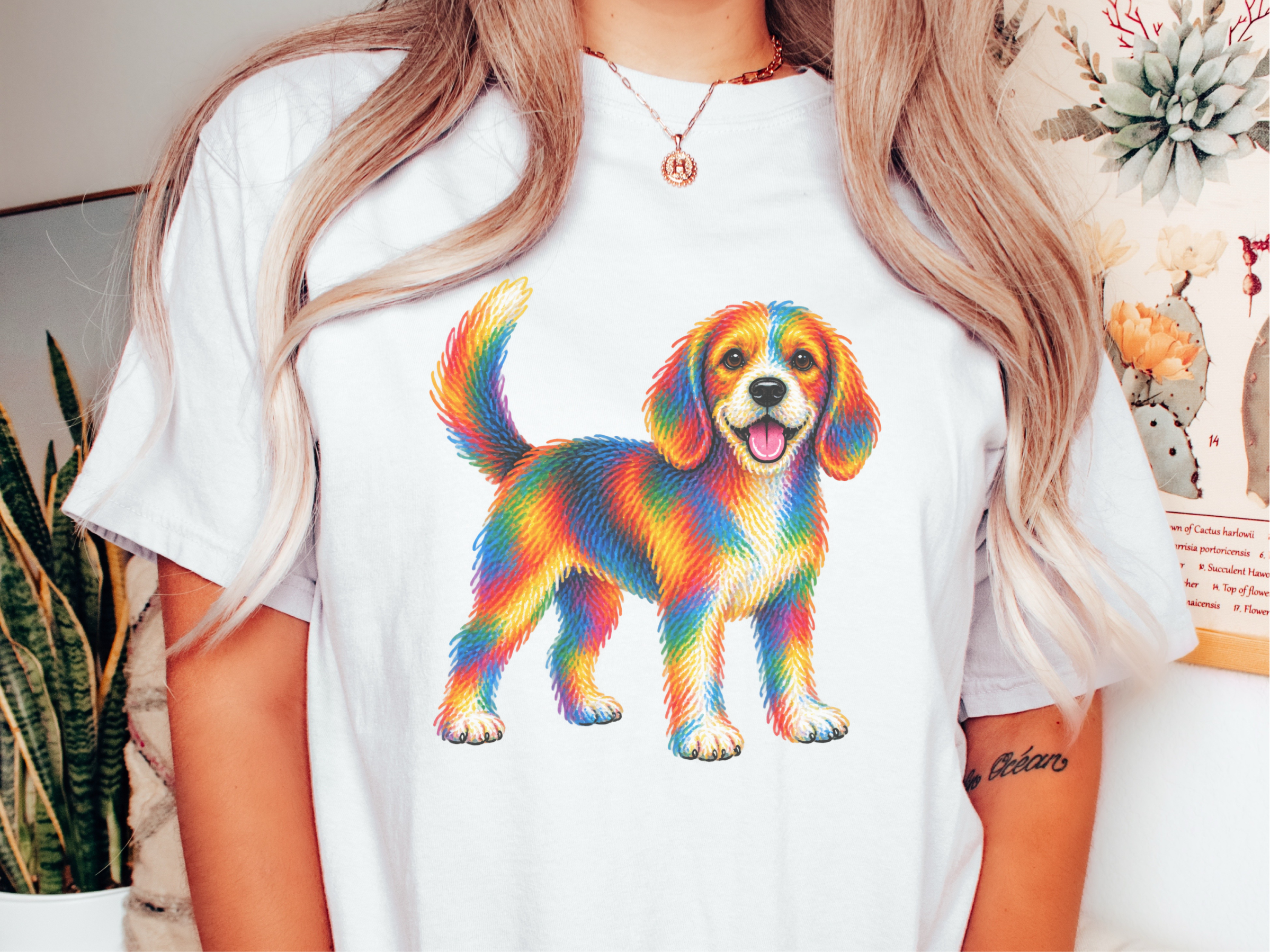 Colorful Rainbow Beagle Dog doodle dog shirt - photo 1