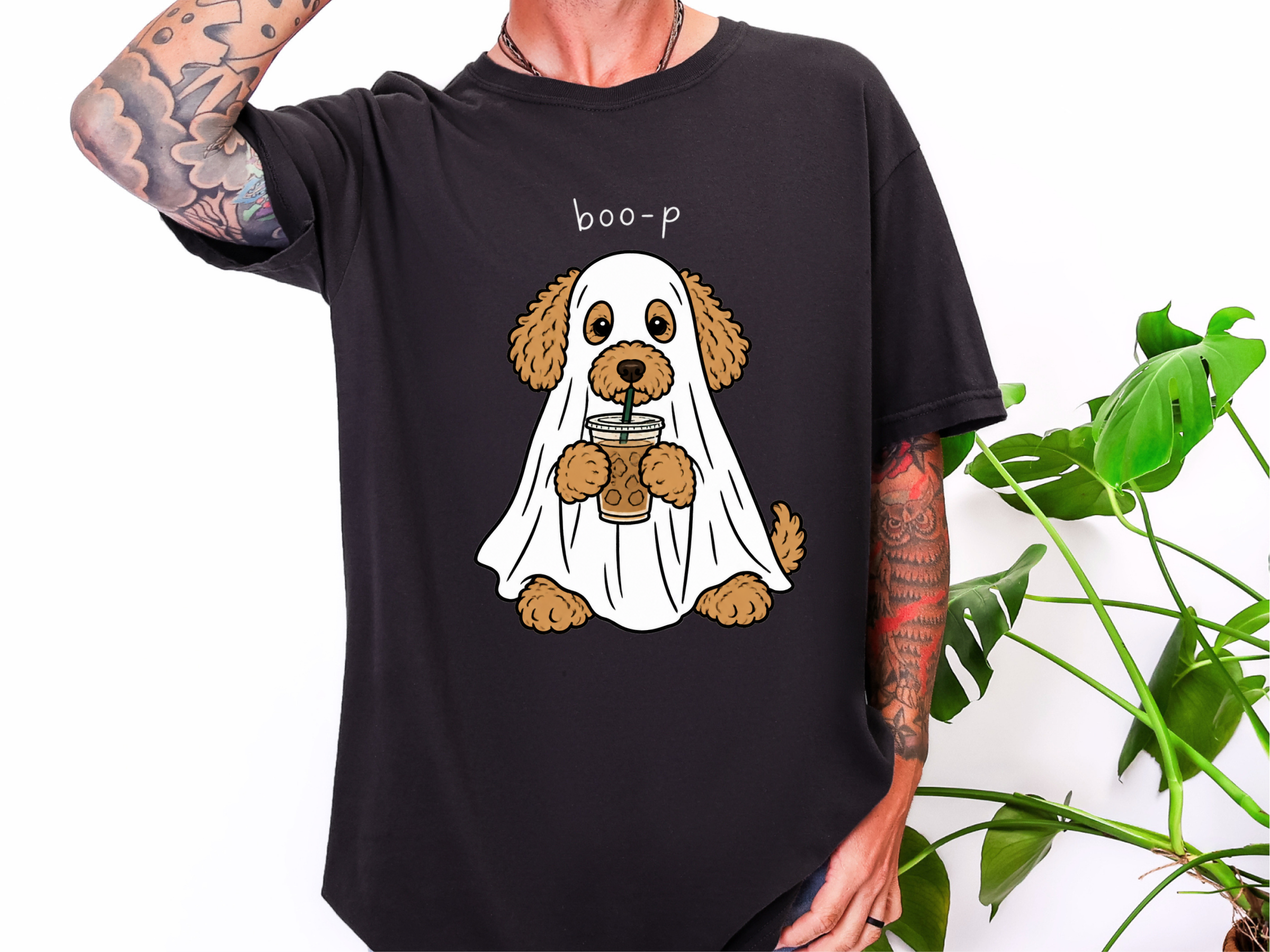 Ghost Goldendoodle Iced Coffee doodle dog shirt - photo 3
