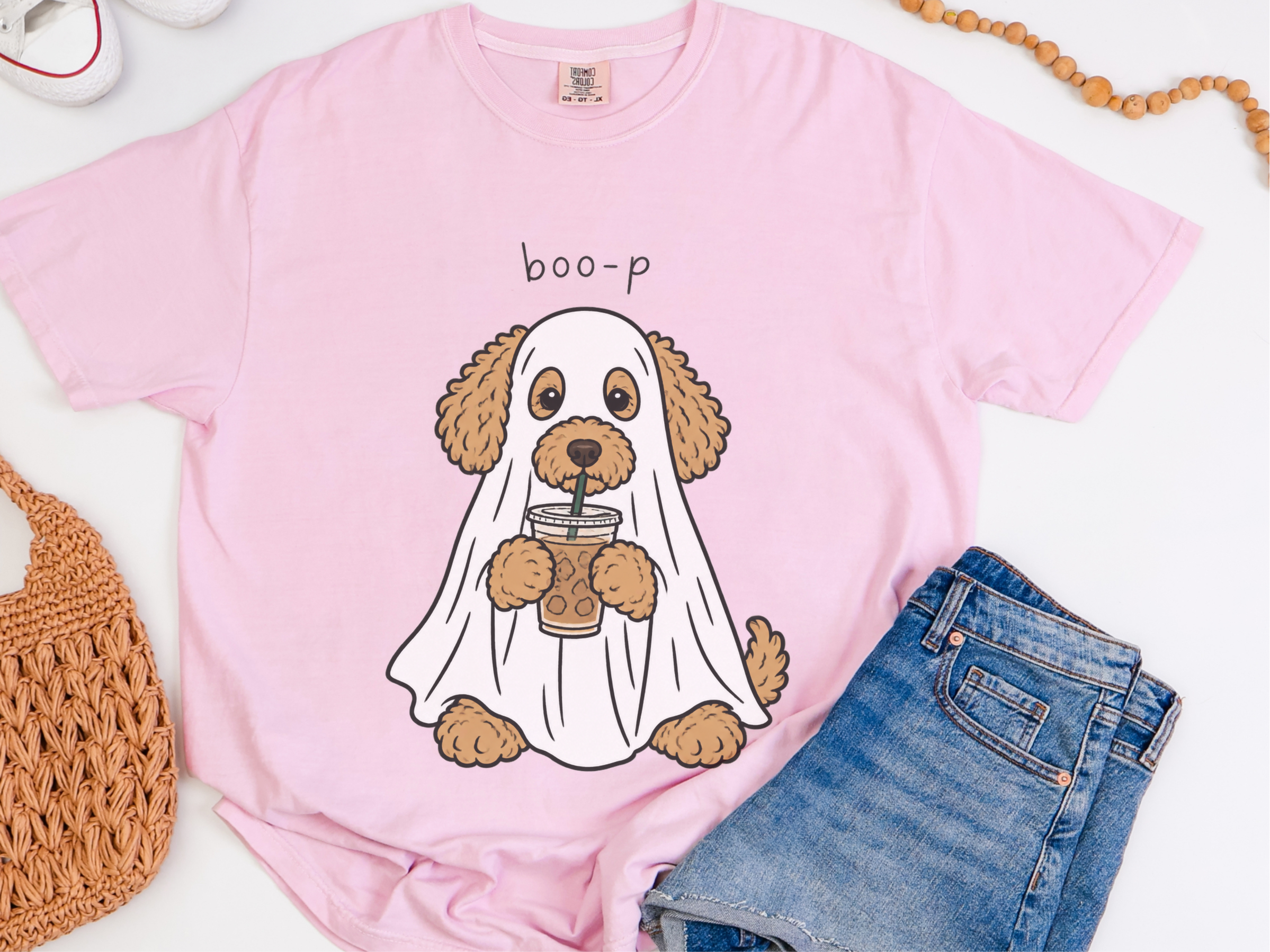 Ghost Goldendoodle Iced Coffee doodle dog shirt - photo 5