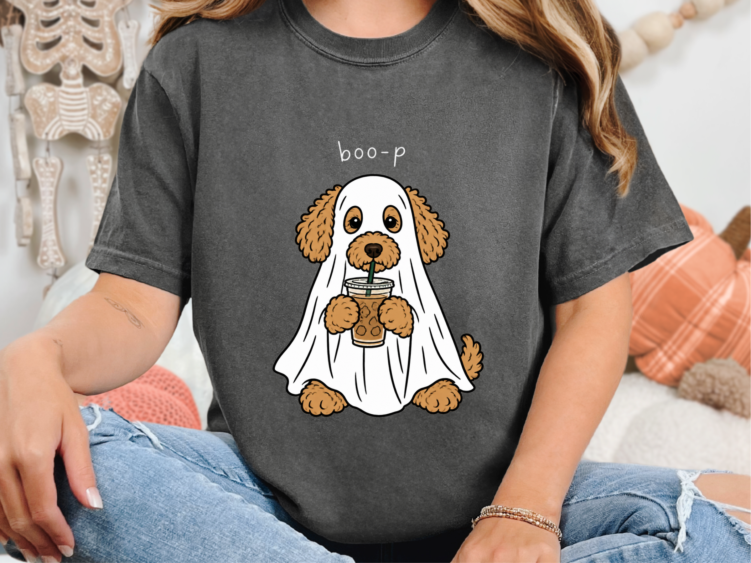 Ghost Goldendoodle Iced Coffee doodle dog shirt - photo 4
