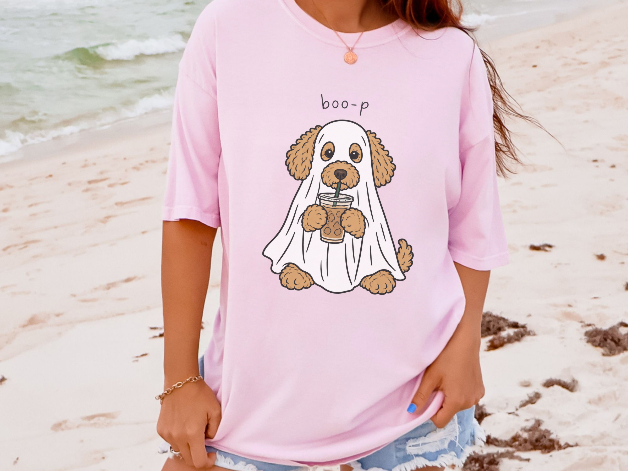 Ghost Goldendoodle Iced Coffee doodle dog shirt - photo 7