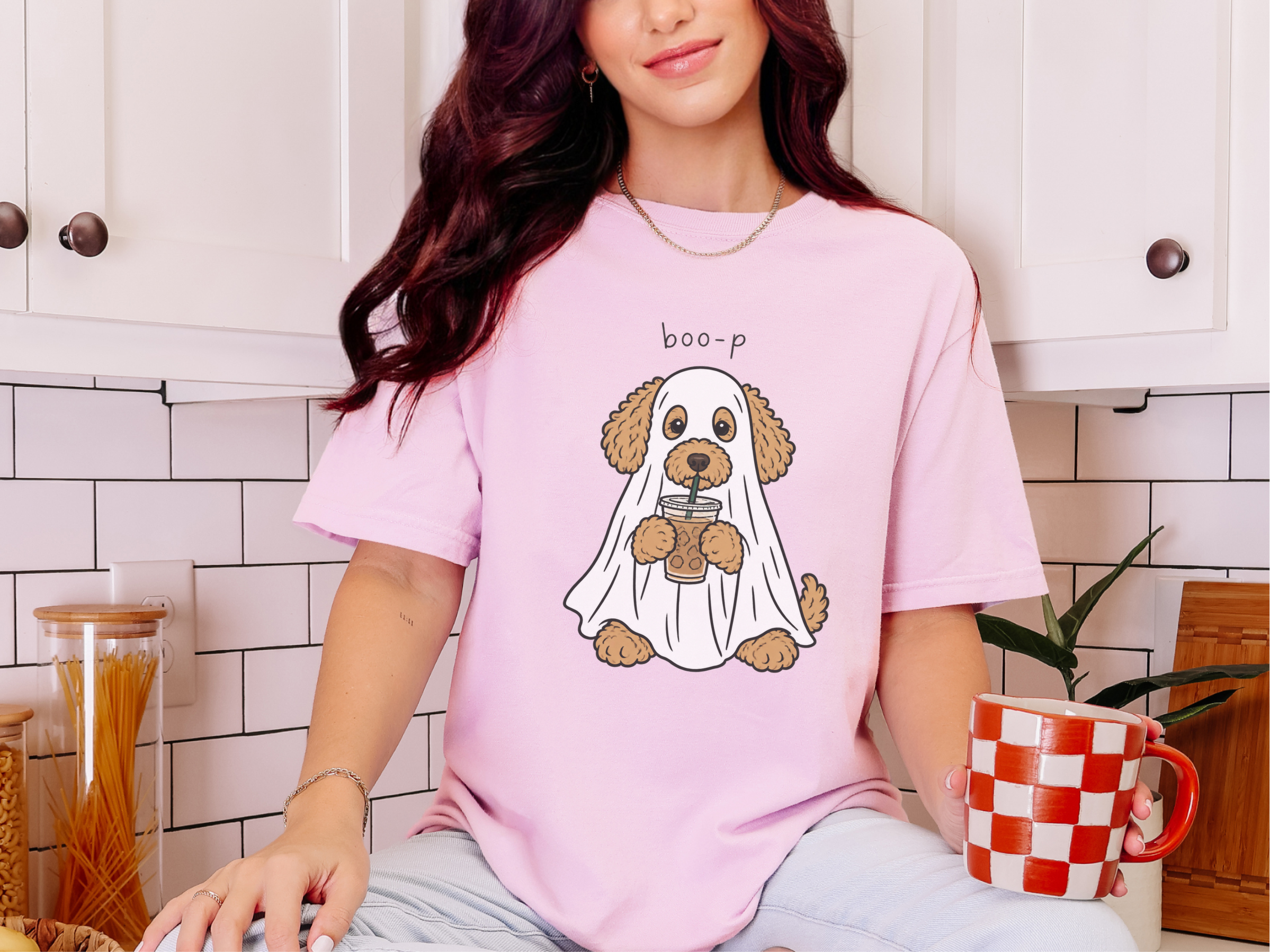 Ghost Goldendoodle Iced Coffee doodle dog shirt - photo 6