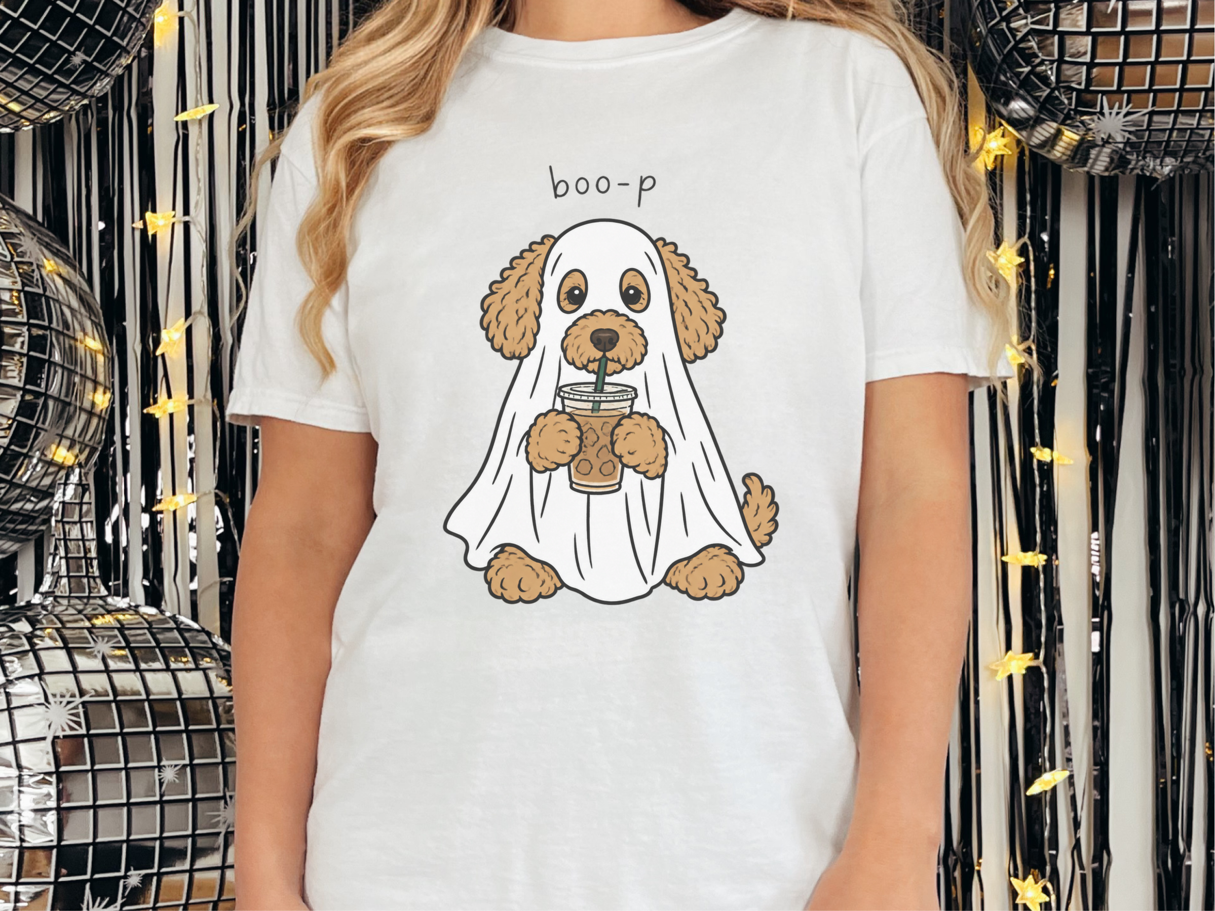 Ghost Goldendoodle Iced Coffee doodle dog shirt - photo 2