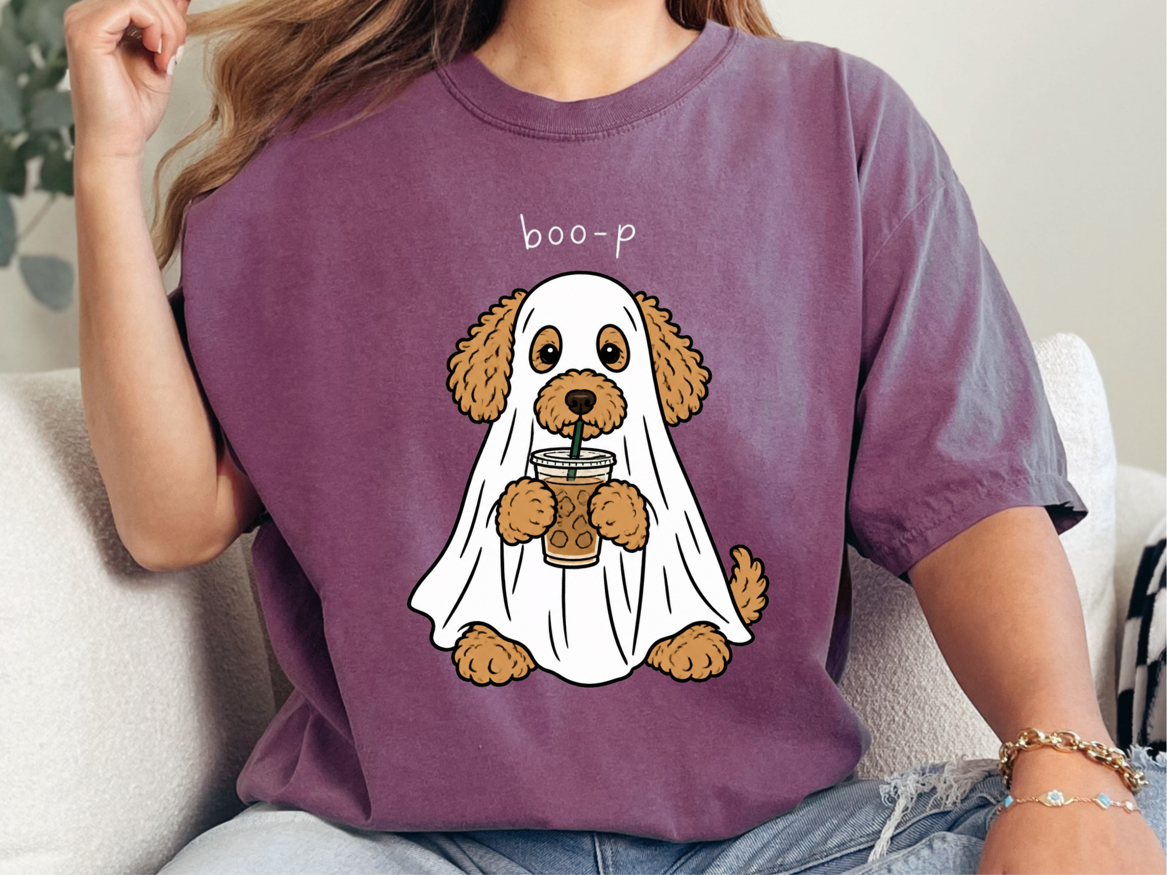 Ghost Goldendoodle Iced Coffee doodle dog shirt - photo 8