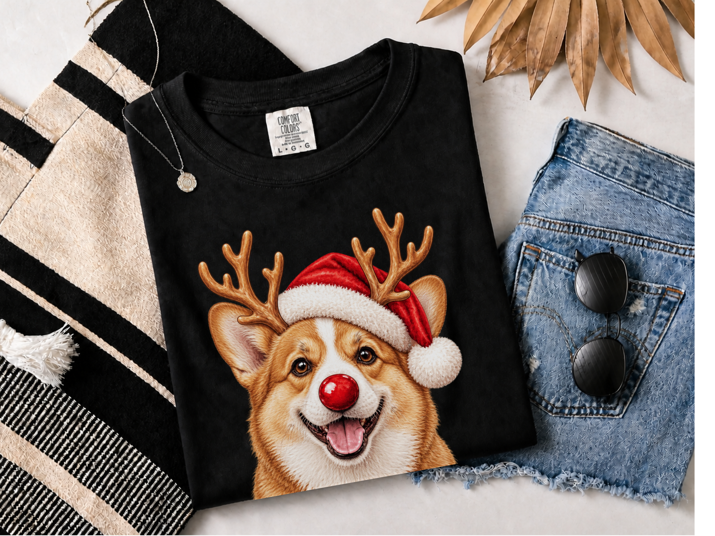 Christmas Corgi Red Nose doodle dog shirt - photo 2