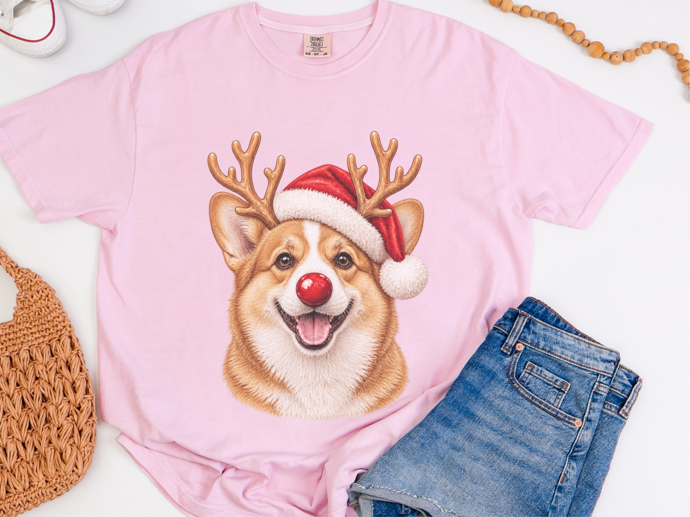 Christmas Corgi Red Nose doodle dog shirt - photo 5
