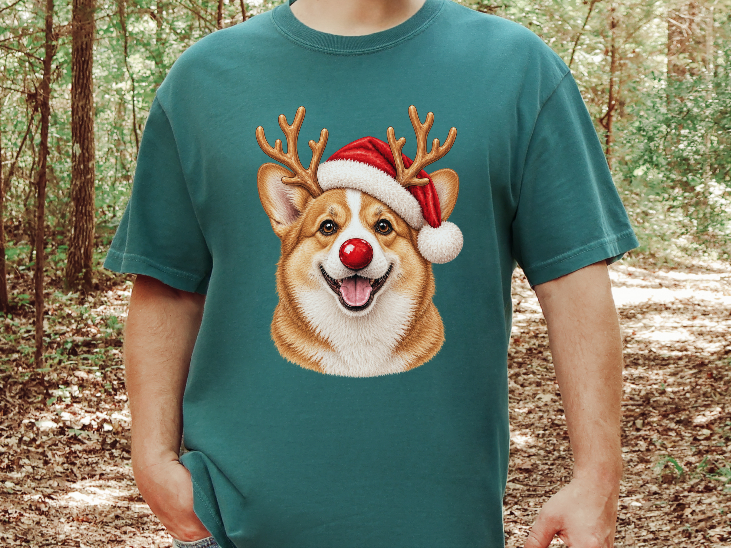 Christmas Corgi Red Nose doodle dog shirt - photo 8
