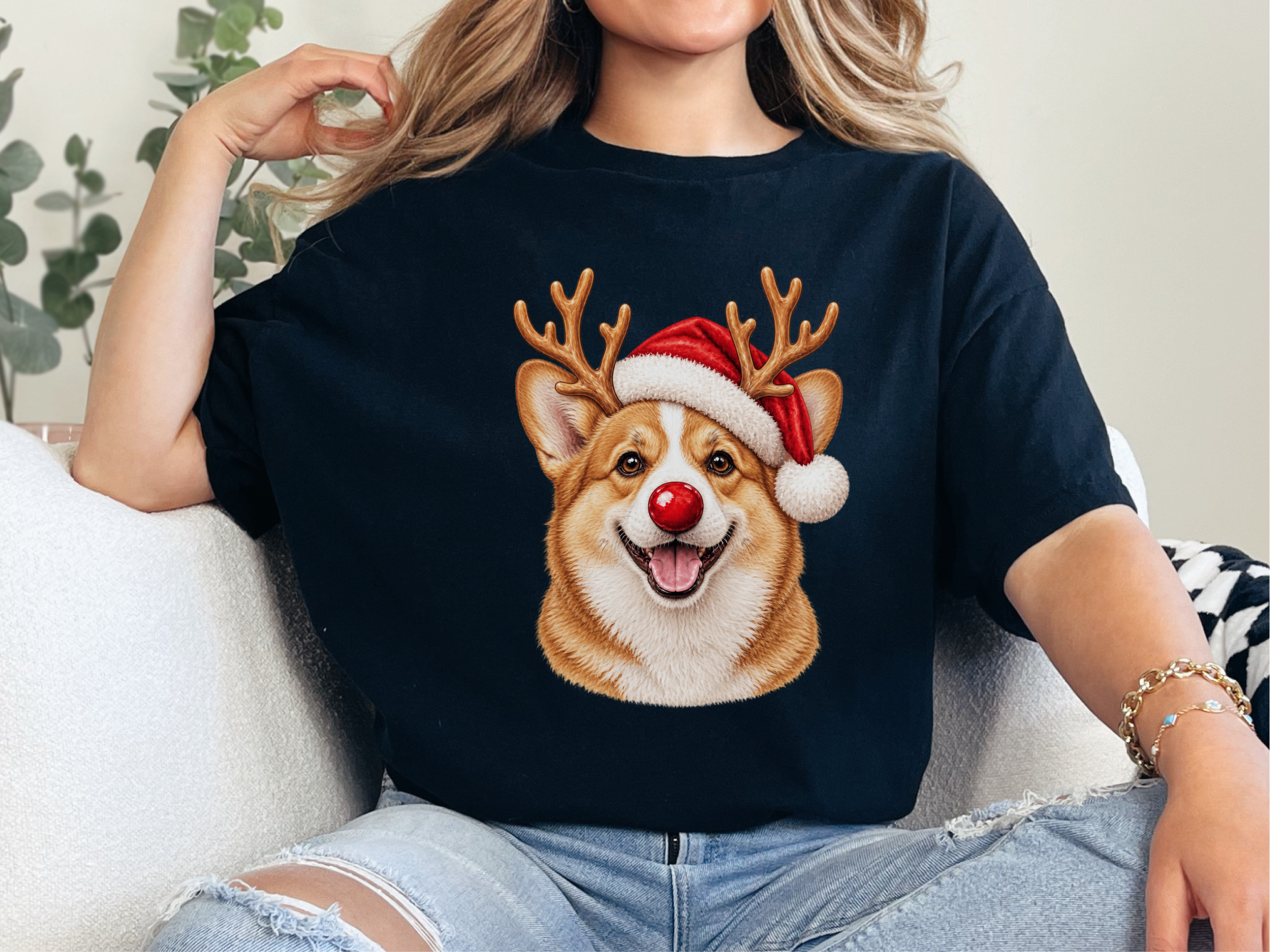 Christmas Corgi Red Nose doodle dog shirt - photo 1
