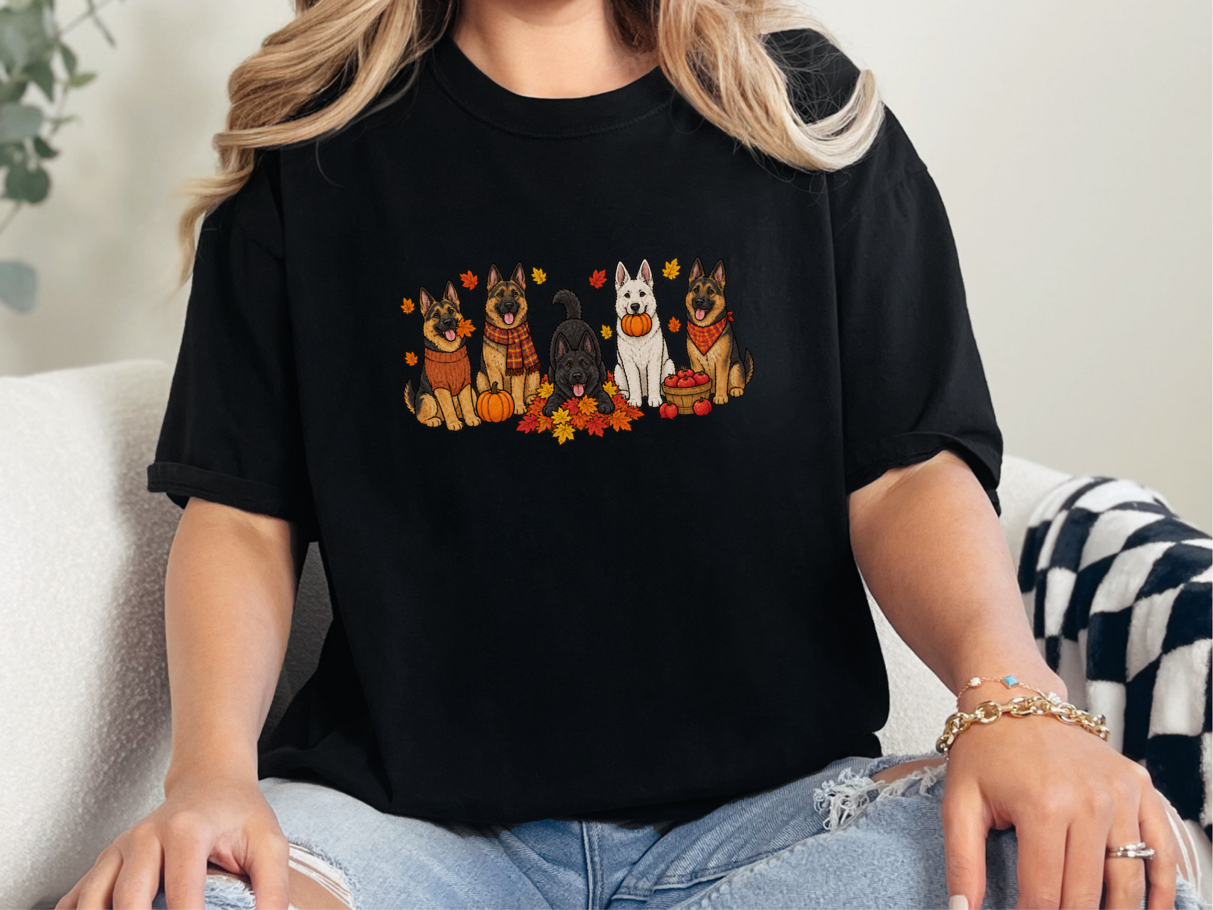German Shepherd Autumn Fun doodle dog shirt - photo 4