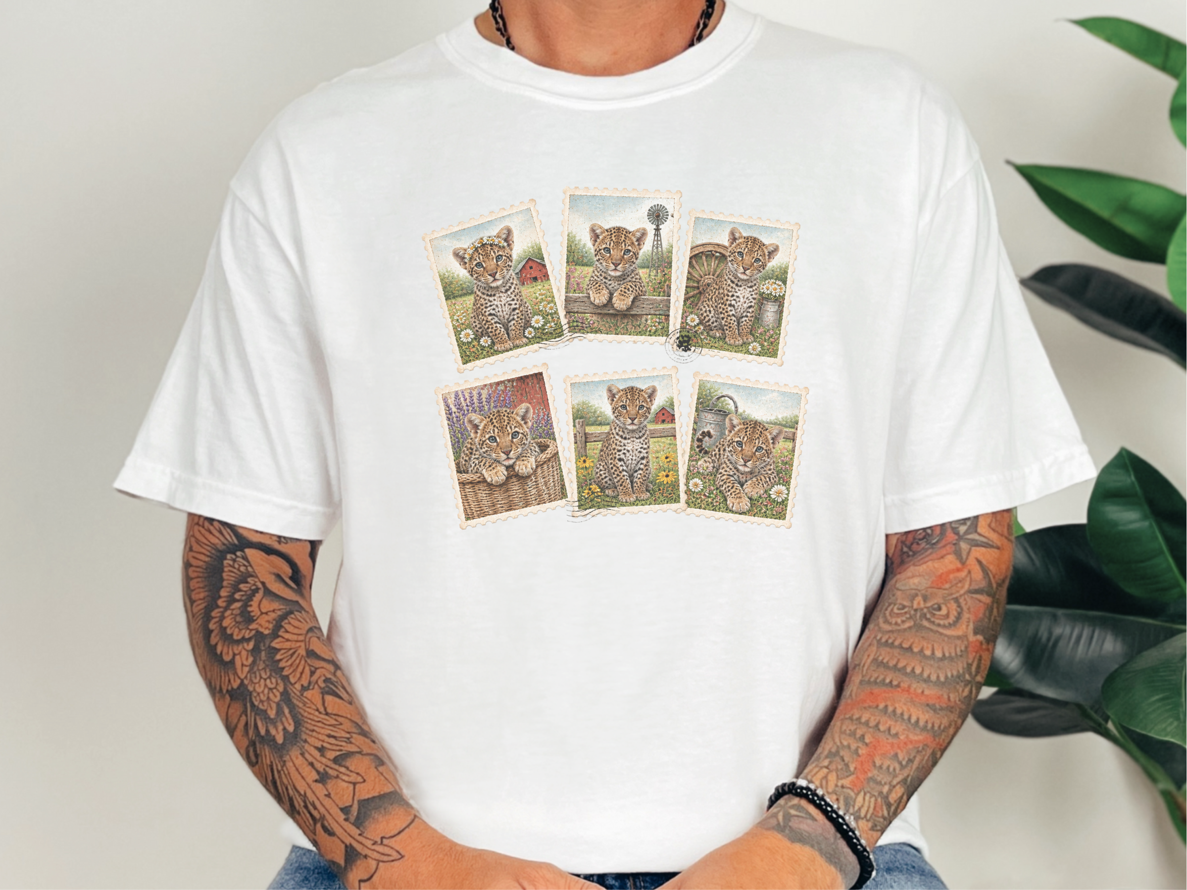 Vintage Postage Stamp Leopard Collection funny shirt - photo 1