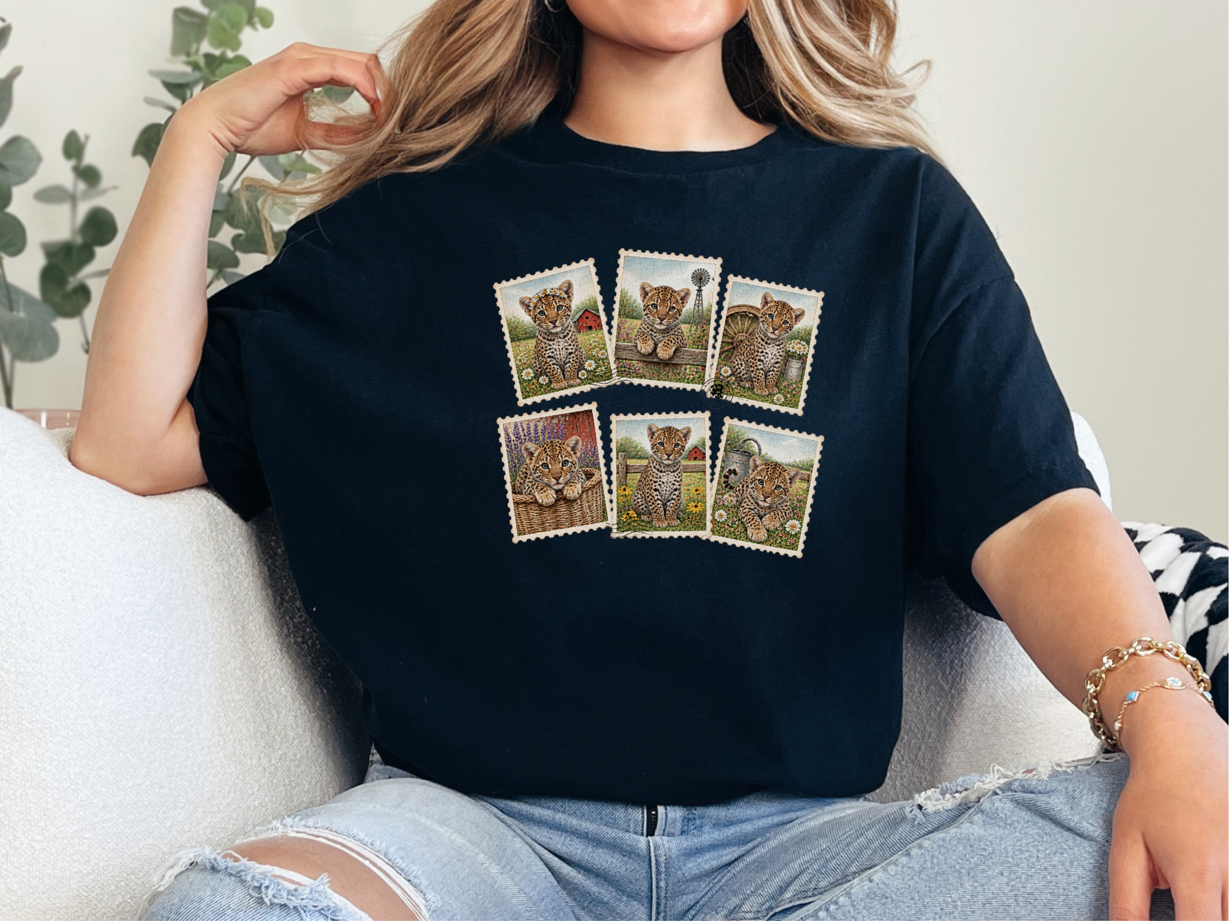 Vintage Postage Stamp Leopard Collection funny shirt - photo 3