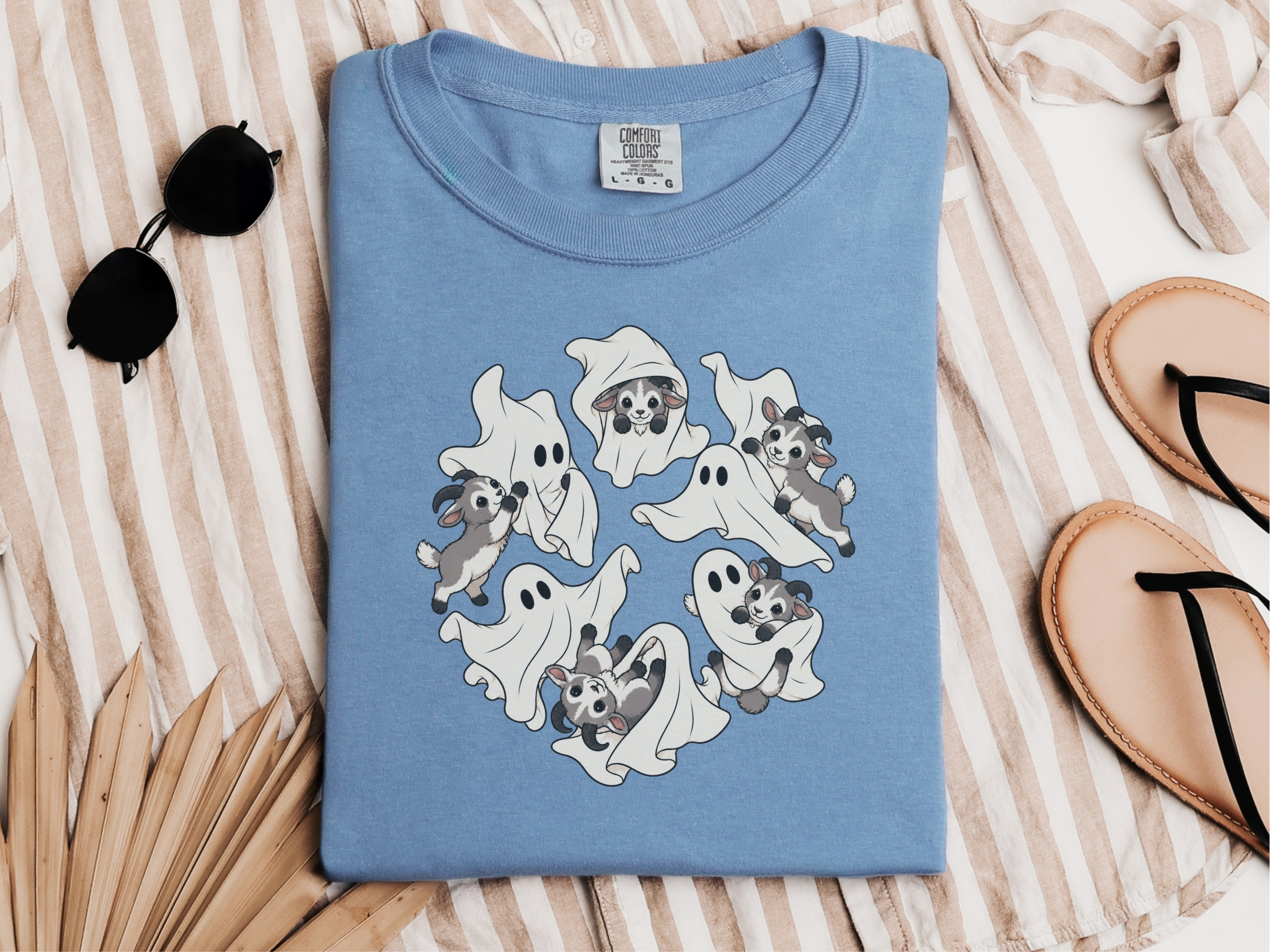 Cute Ghost Playing Baby Goat funny shirt - photo 8