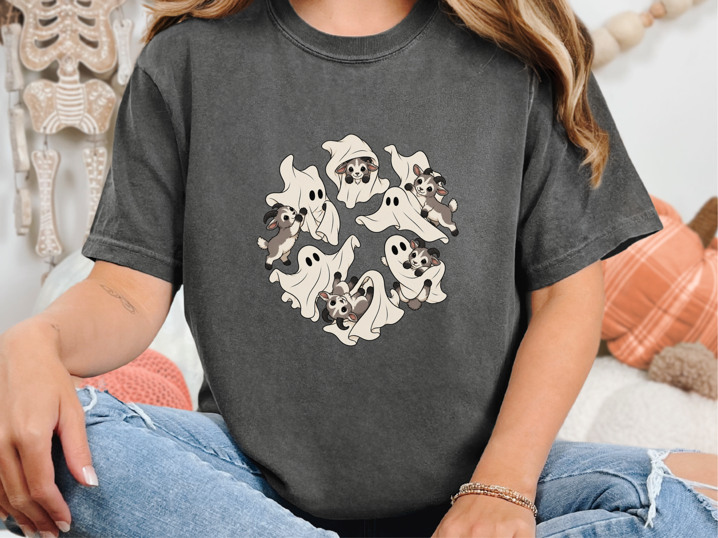 Cute Ghost Playing Baby Goat funny shirt - photo 5