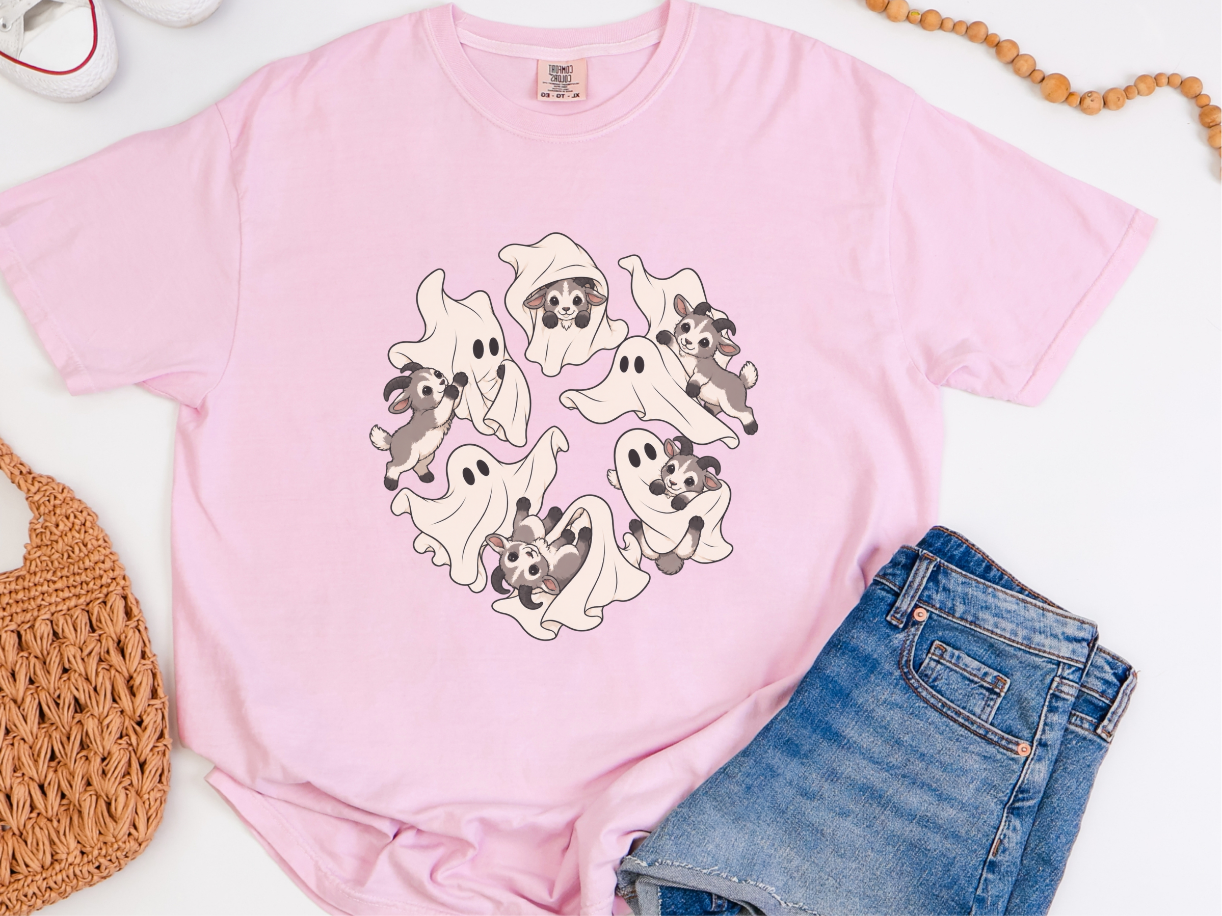Cute Ghost Playing Baby Goat funny shirt - photo 7