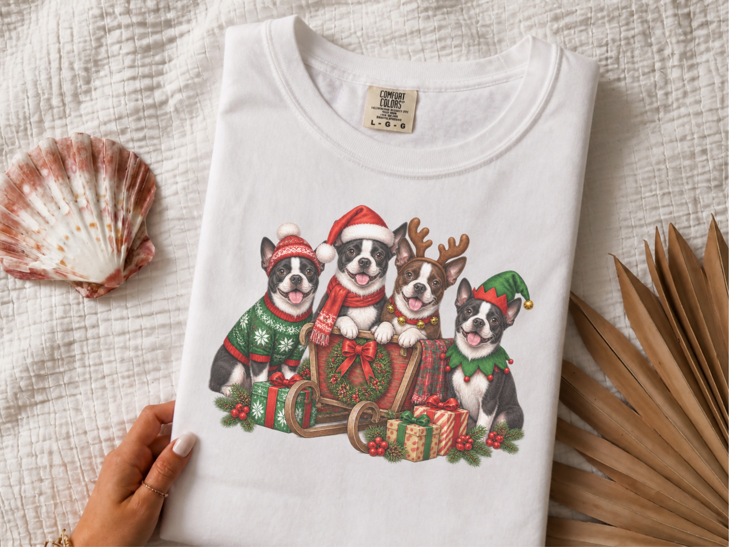 Boston Terriers Christmas Sleigh