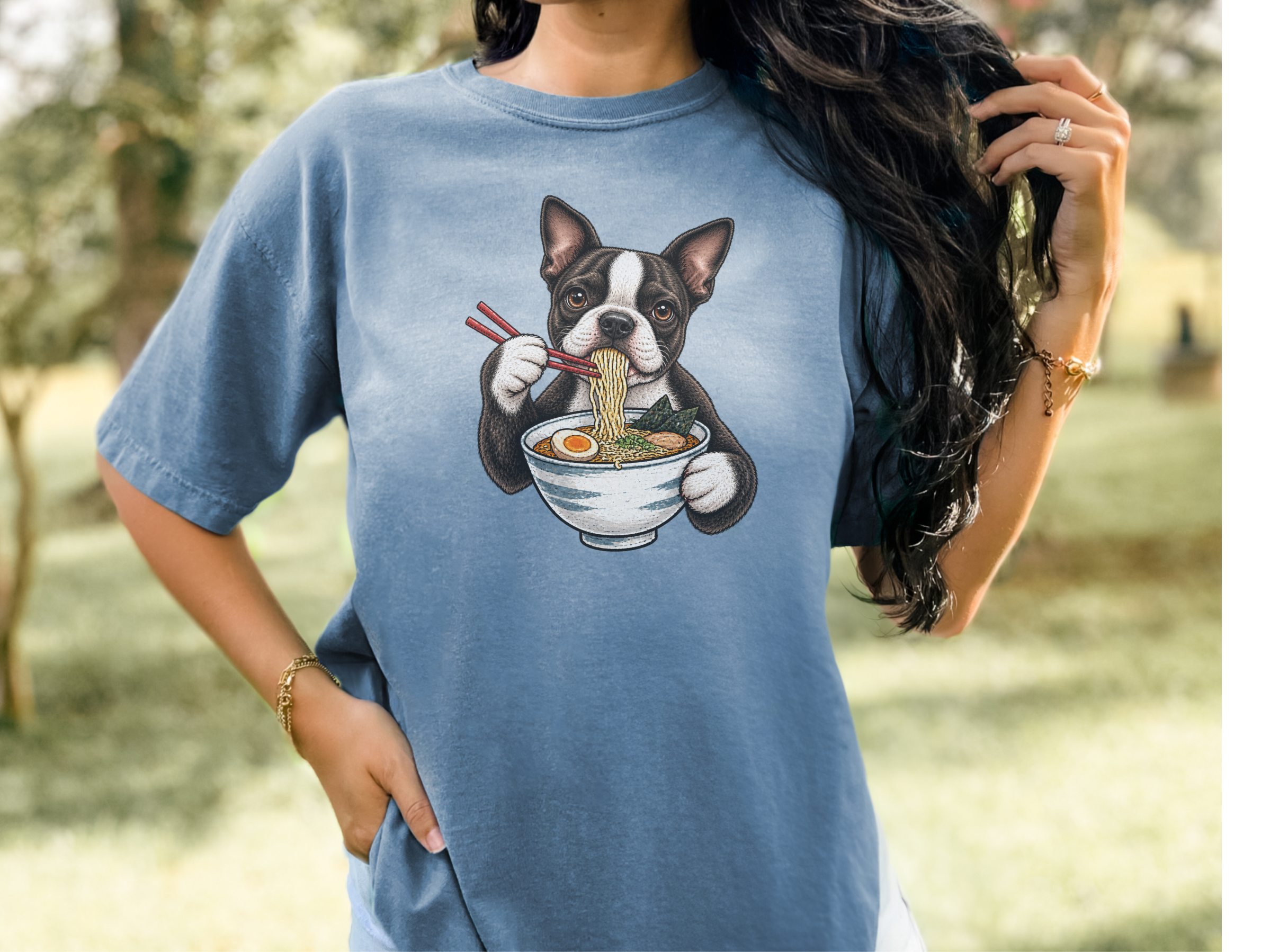 Boston Terrier Eating Ramen doodle dog shirt - photo 8