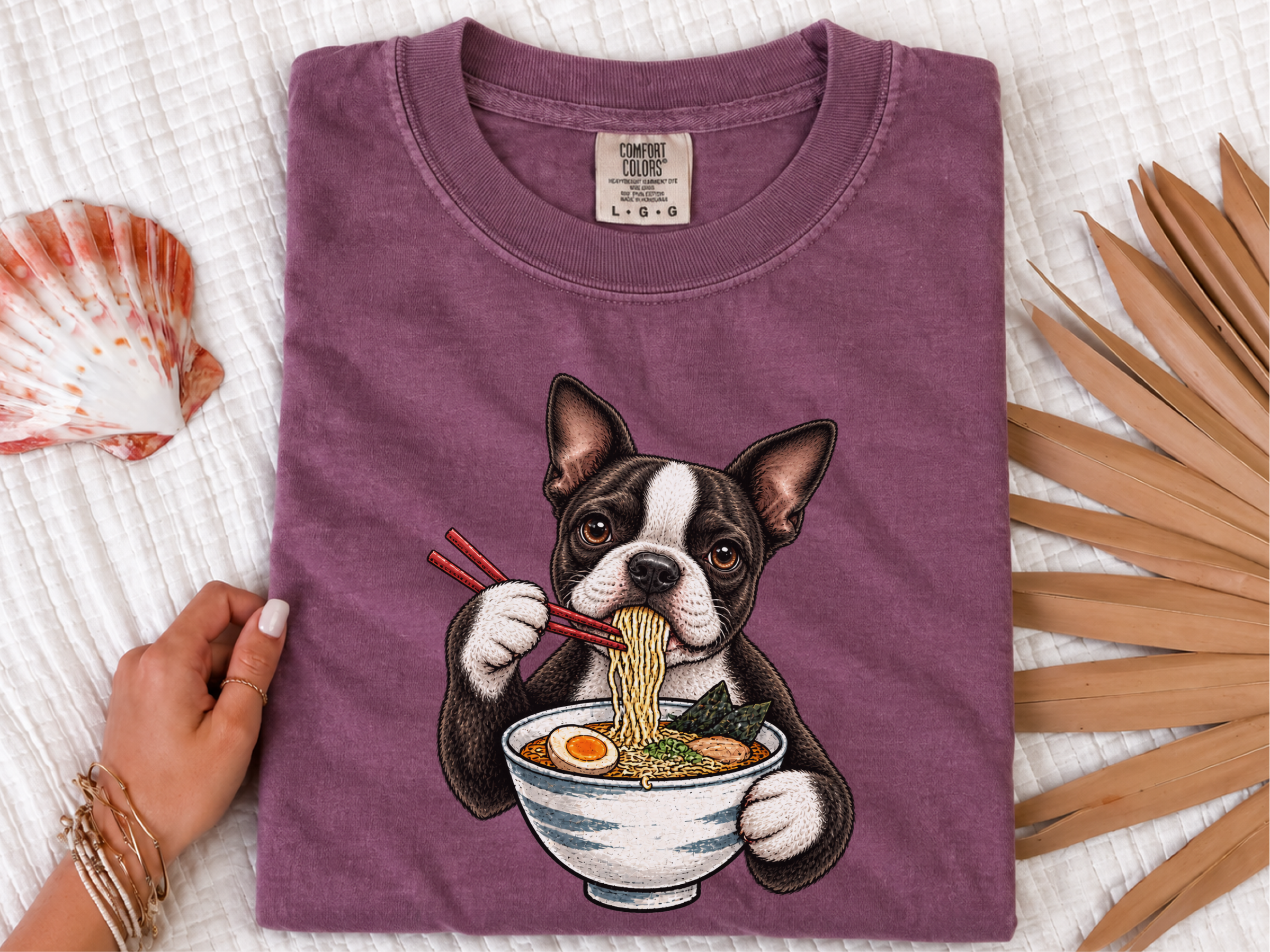 Boston Terrier Eating Ramen doodle dog shirt - photo 7