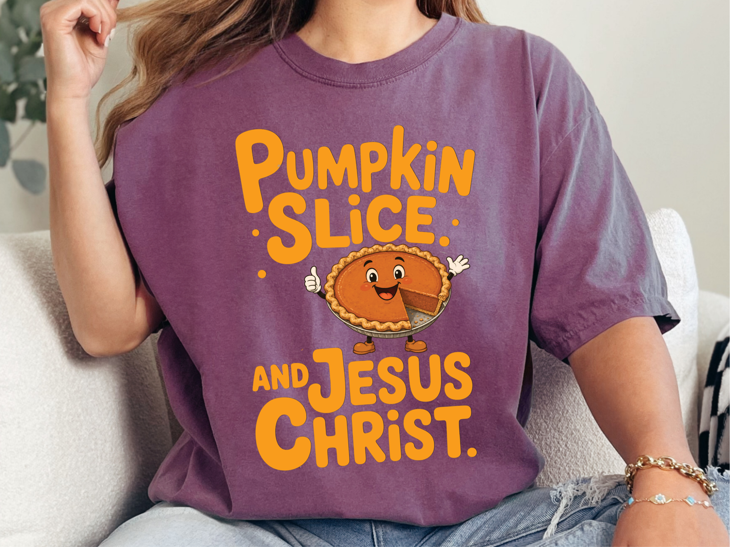 Pumpkin Slice And Jesus Christ funny shirt - photo 3