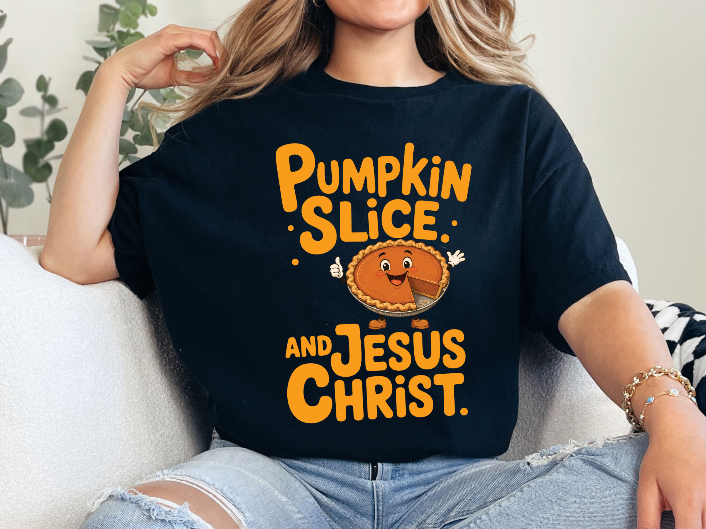 Pumpkin Slice And Jesus Christ funny shirt - photo 1