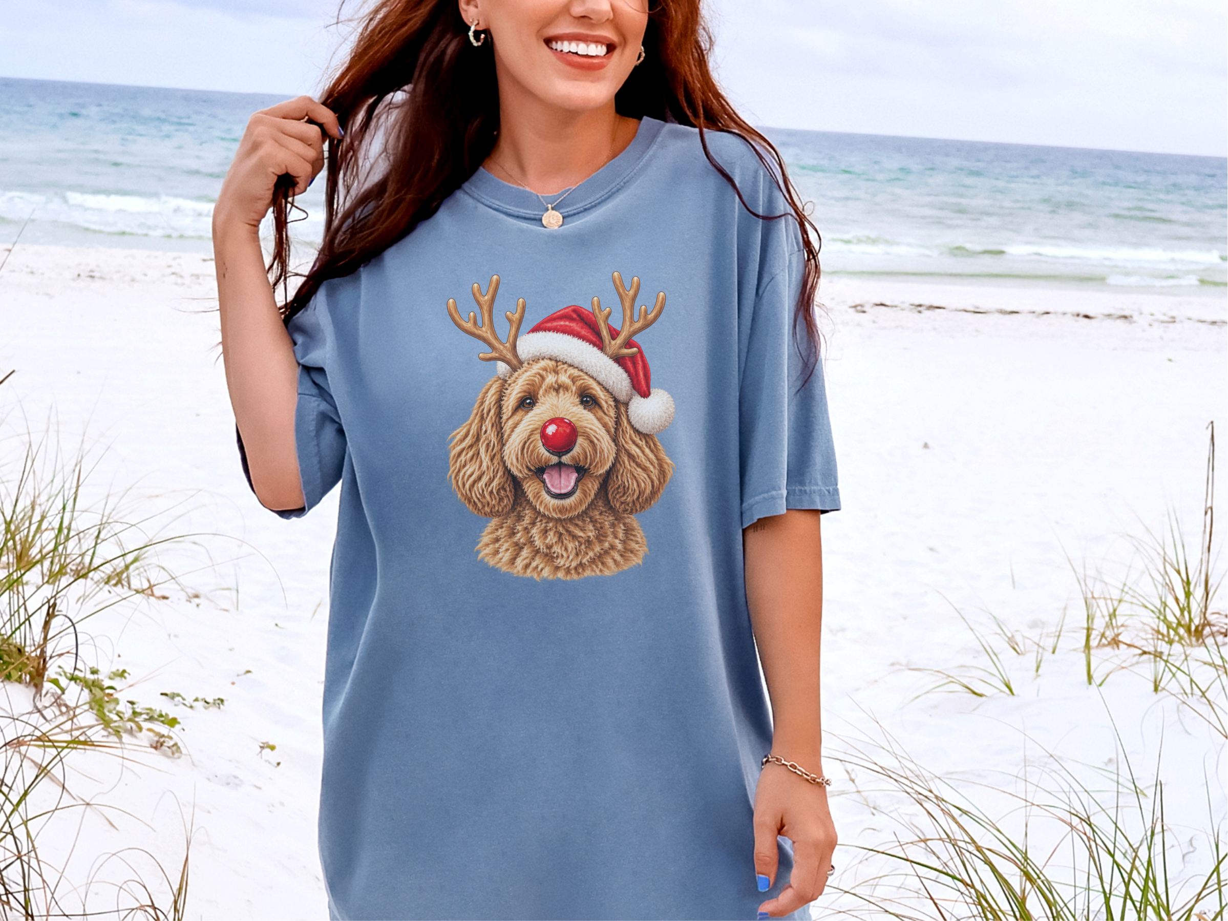 Labradoodle Reindeer Red Nose doodle dog shirt - photo 8