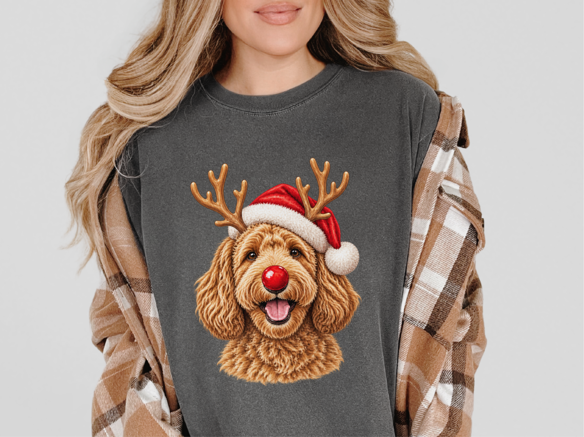 Labradoodle Reindeer Red Nose doodle dog shirt - photo 4