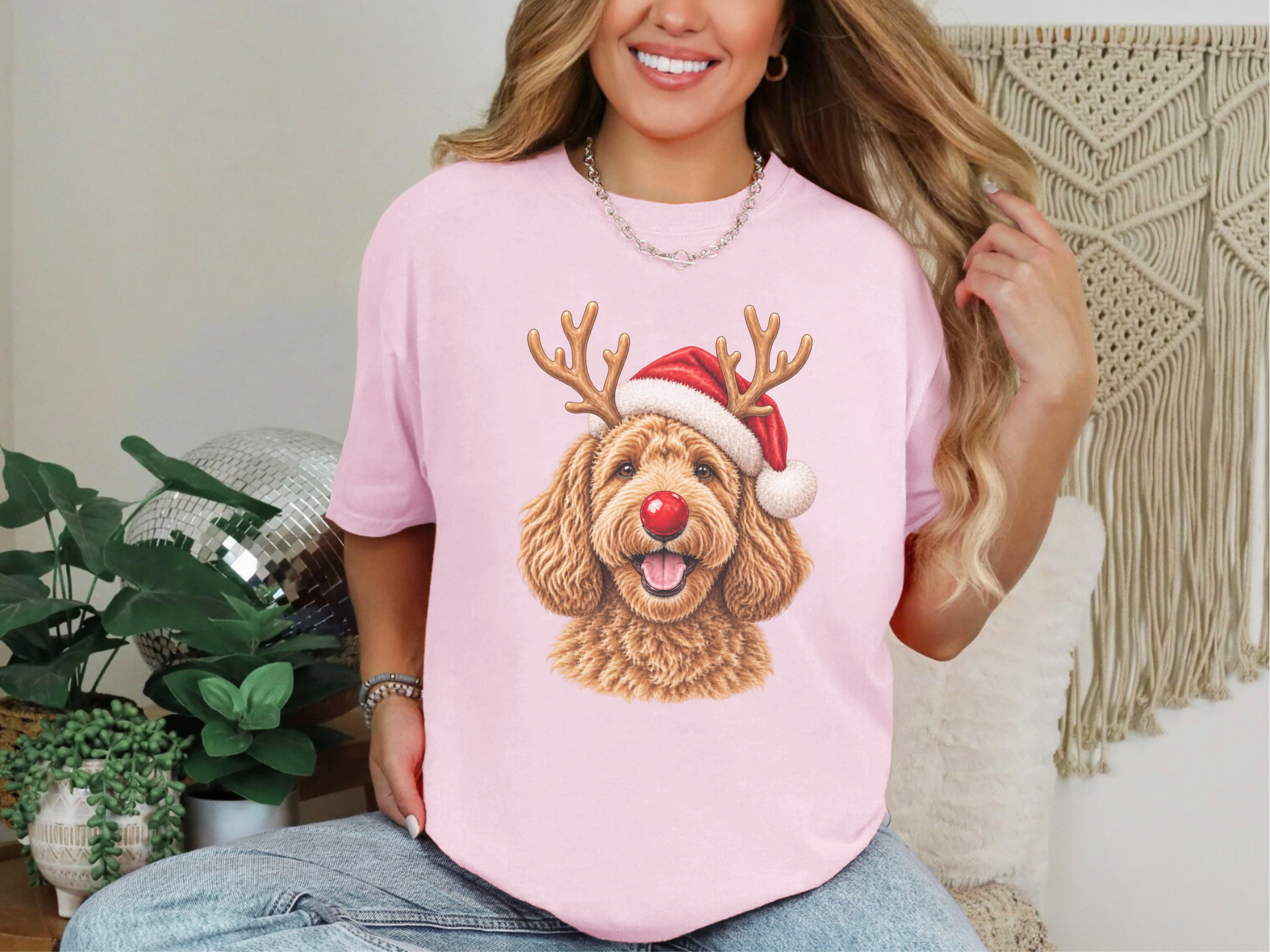 Labradoodle Reindeer Red Nose doodle dog shirt - photo 6