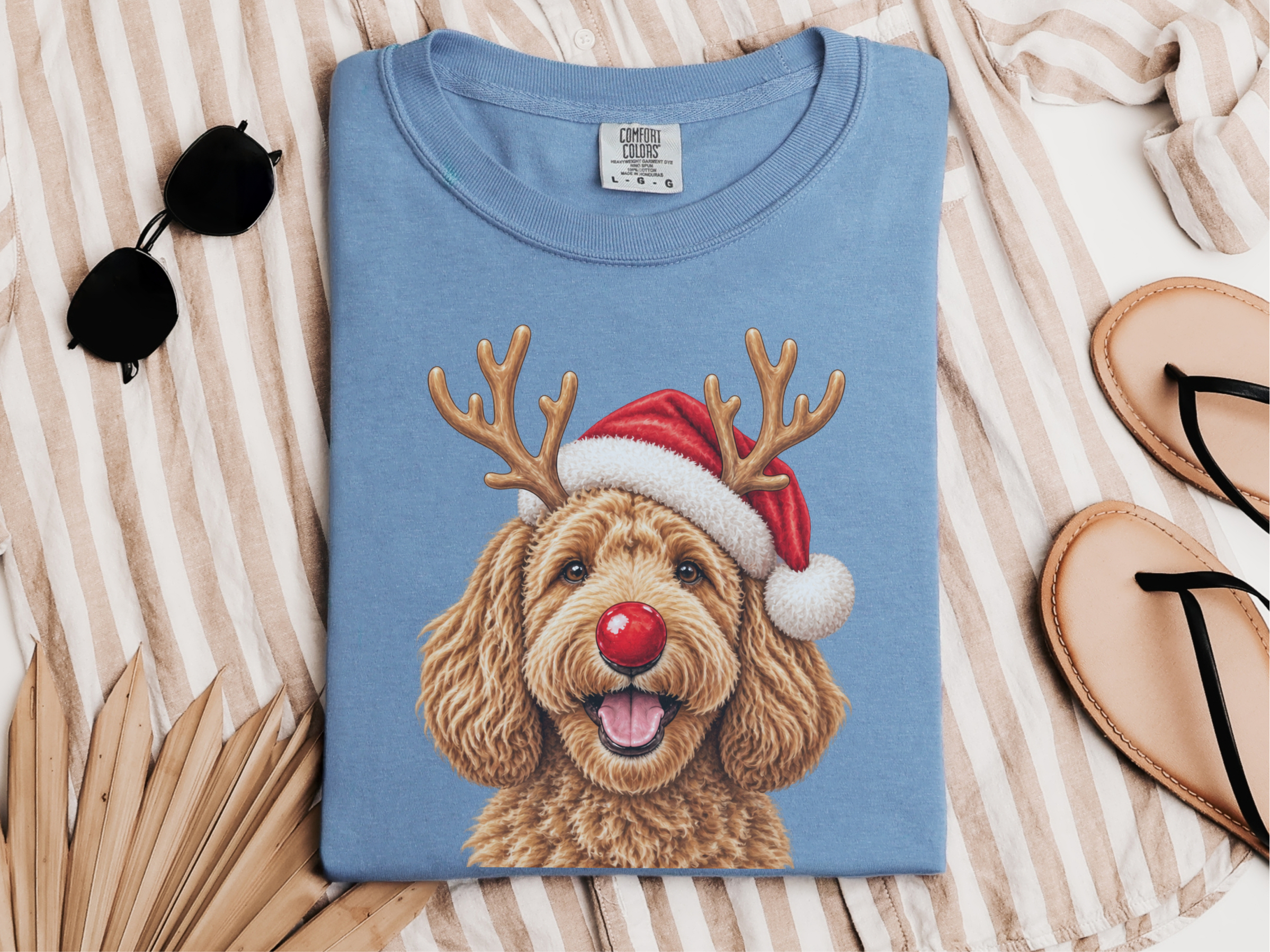 Labradoodle Reindeer Red Nose doodle dog shirt - photo 7