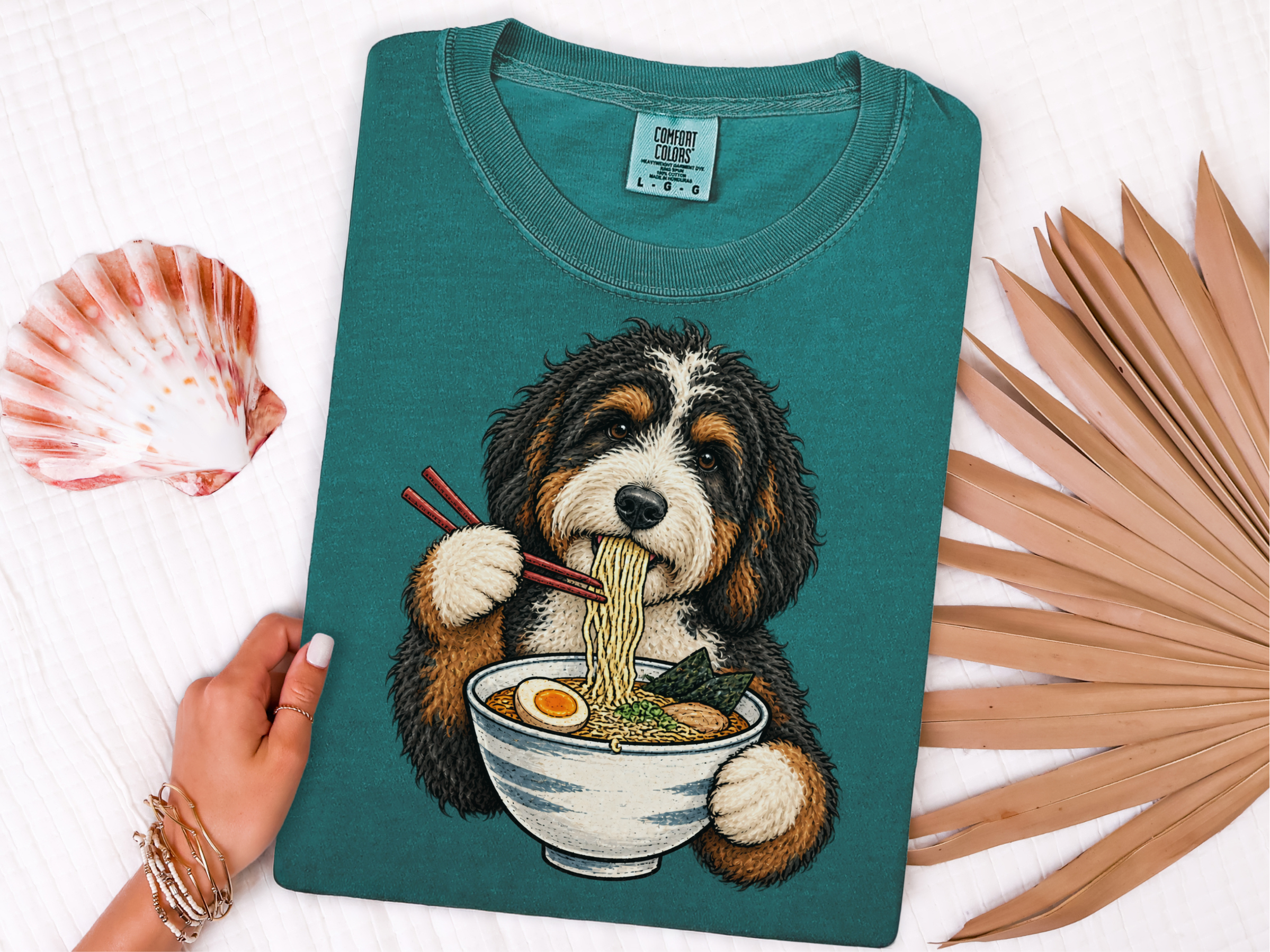Bernedoodle Eating Ramen Noodles doodle dog shirt - photo 6