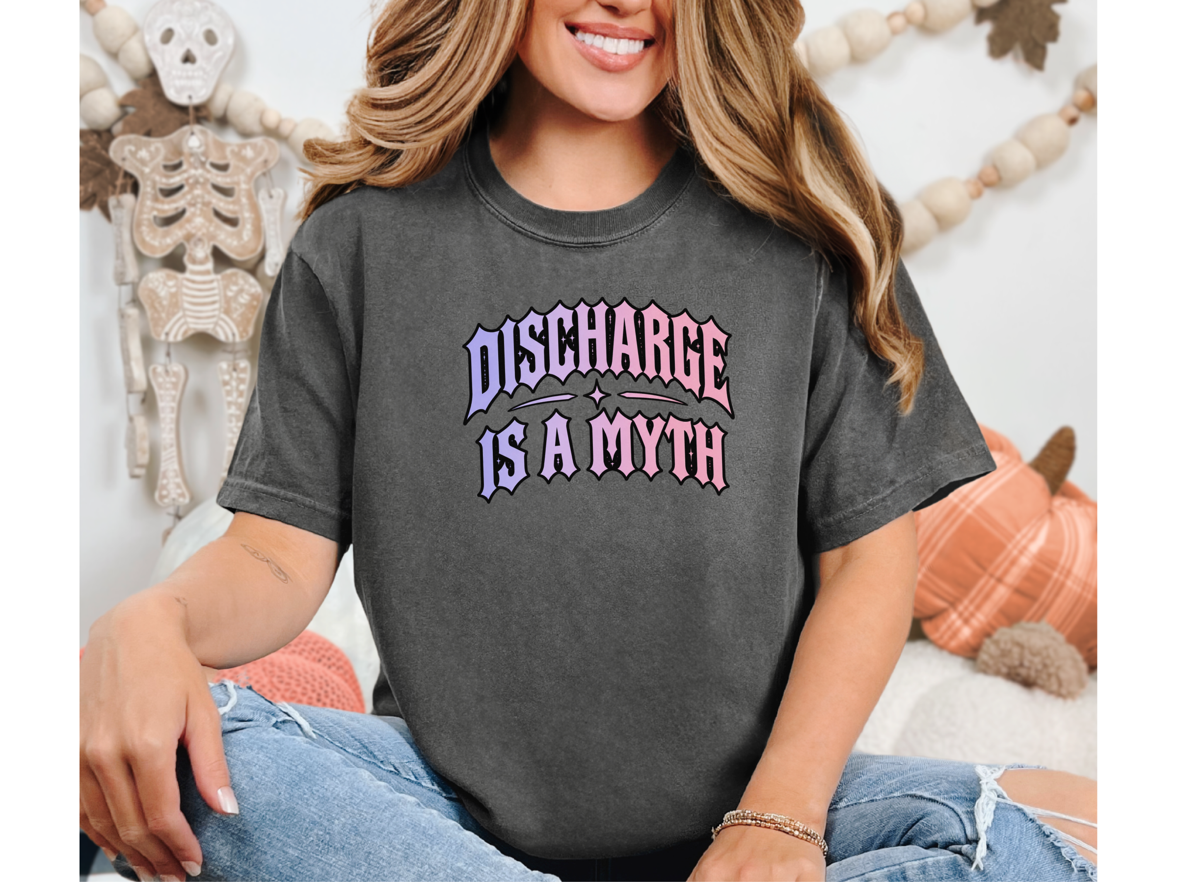 Discharge Is A Myth Gothic Text funny shirt - photo 4