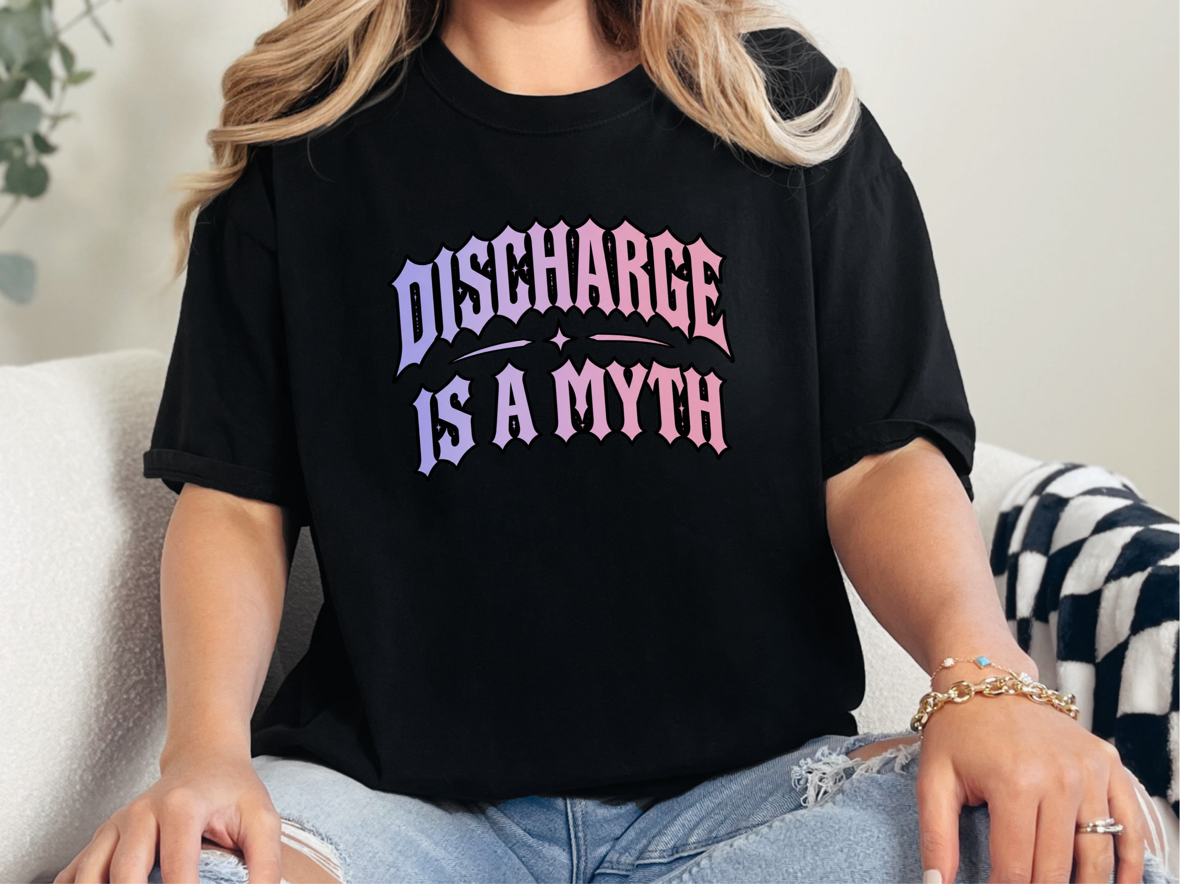 Discharge Is A Myth Gothic Text T-Shirt