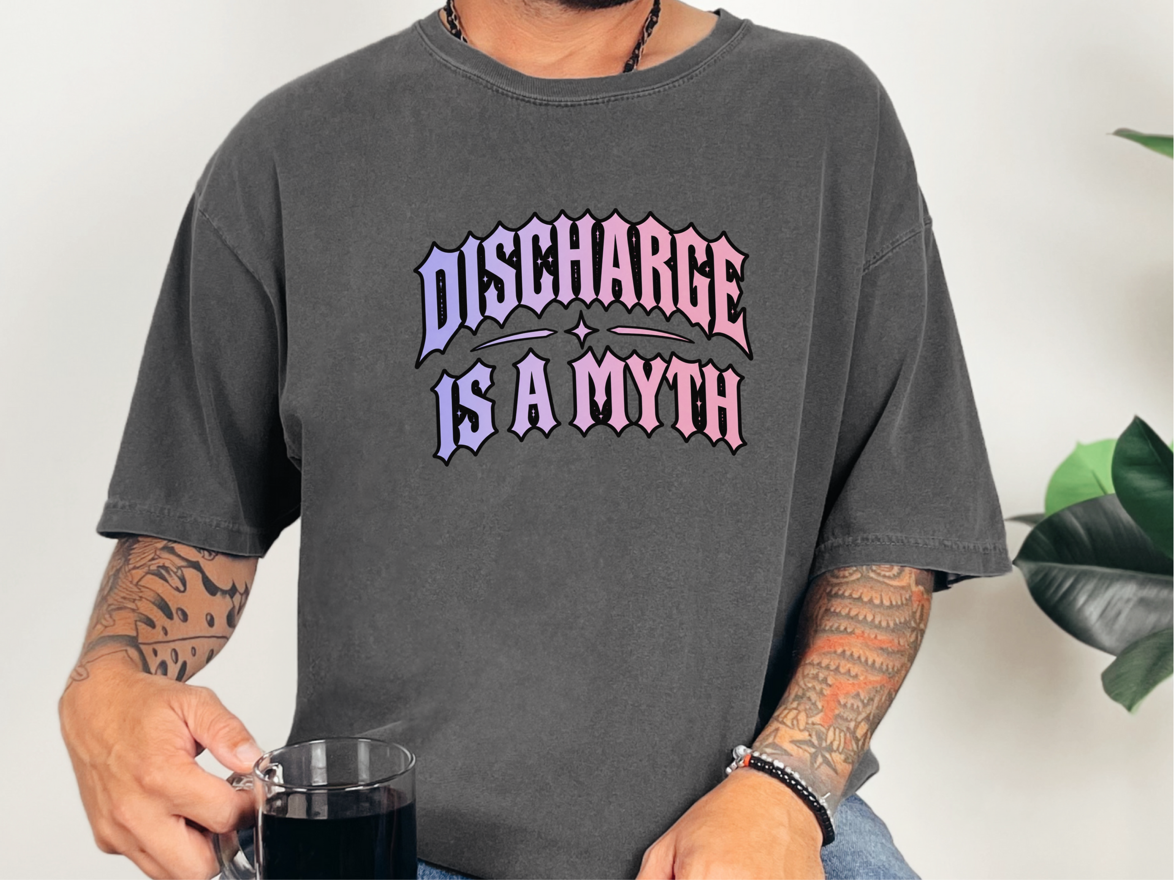 Discharge Is A Myth Gothic Text funny shirt - photo 5