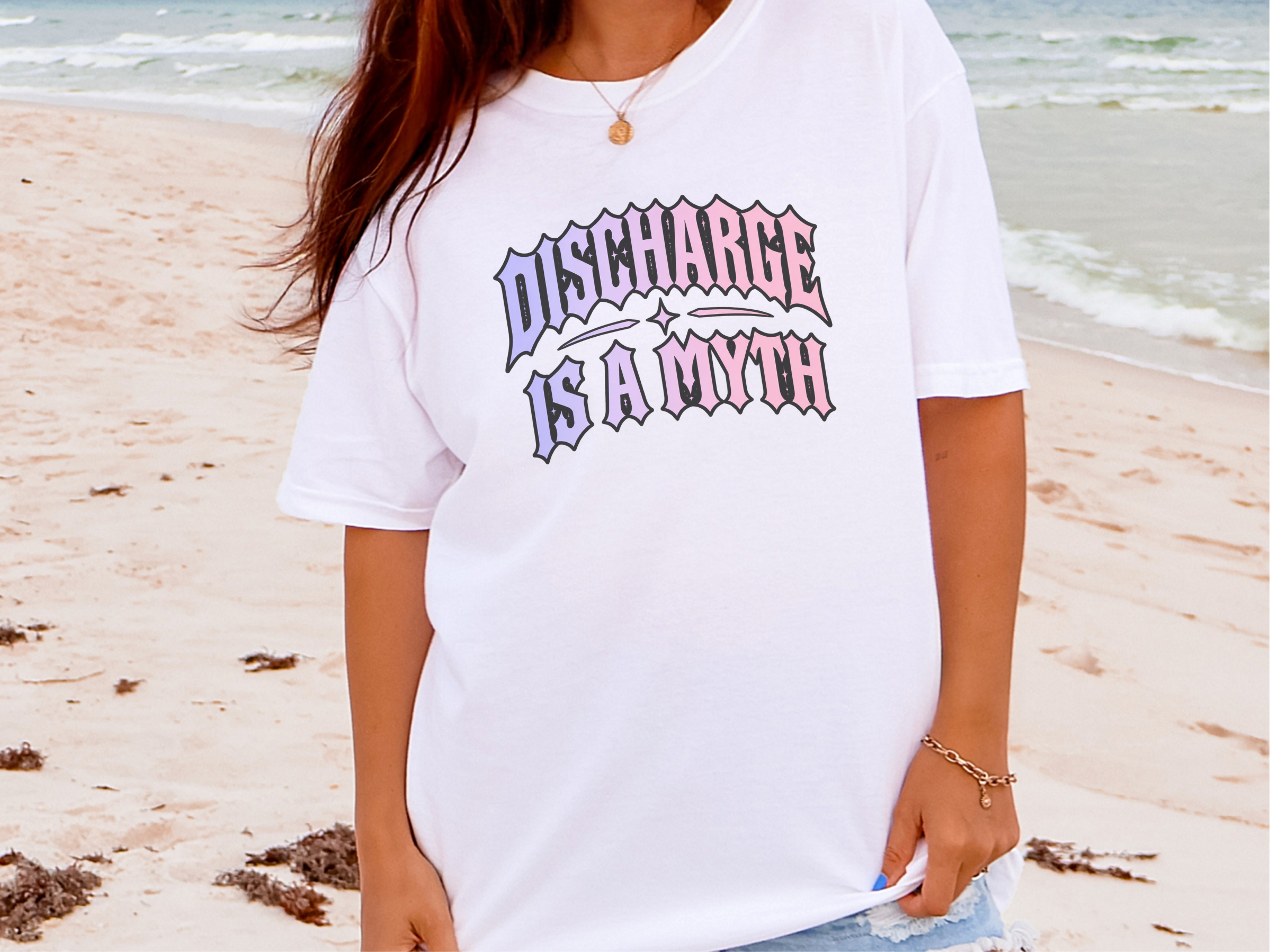 Discharge Is A Myth Gothic Text funny shirt - photo 1