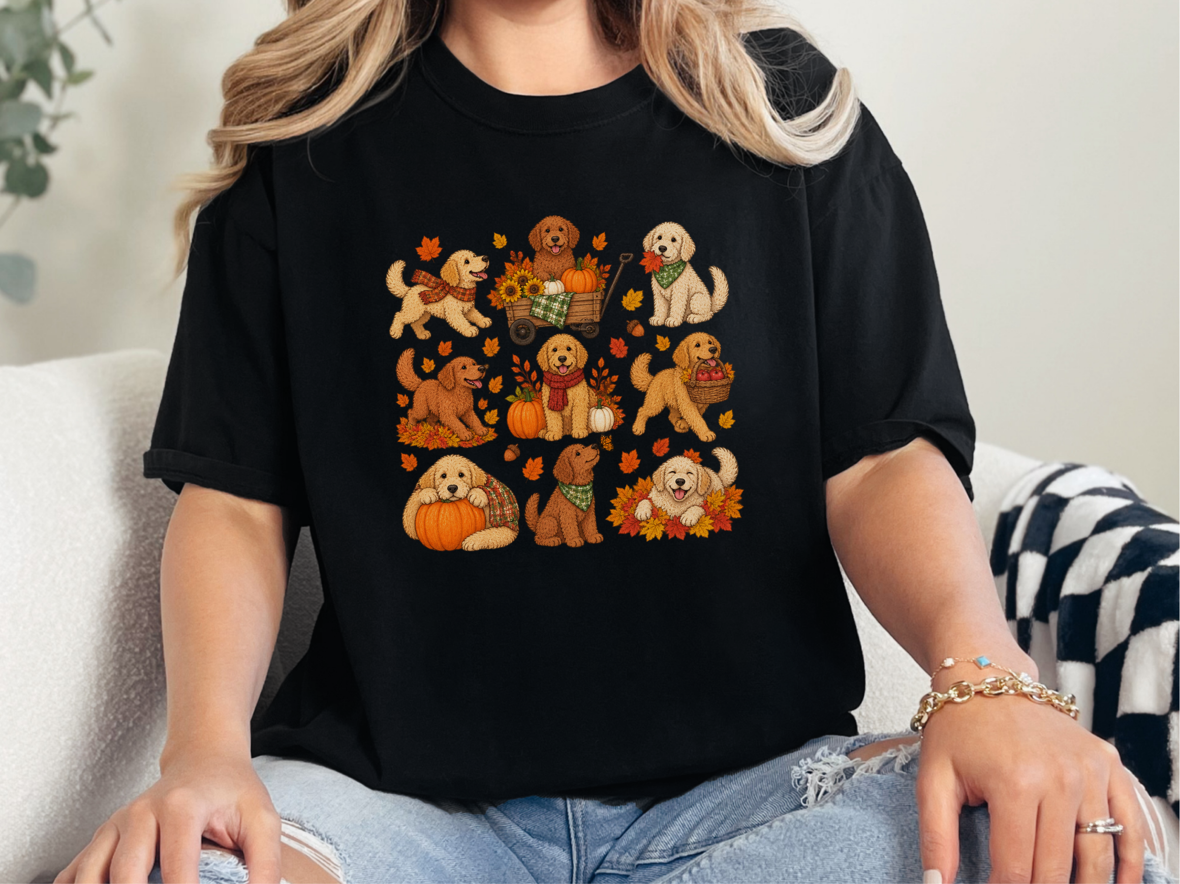 Golden Retriever Fall Activities doodle dog shirt - photo 3