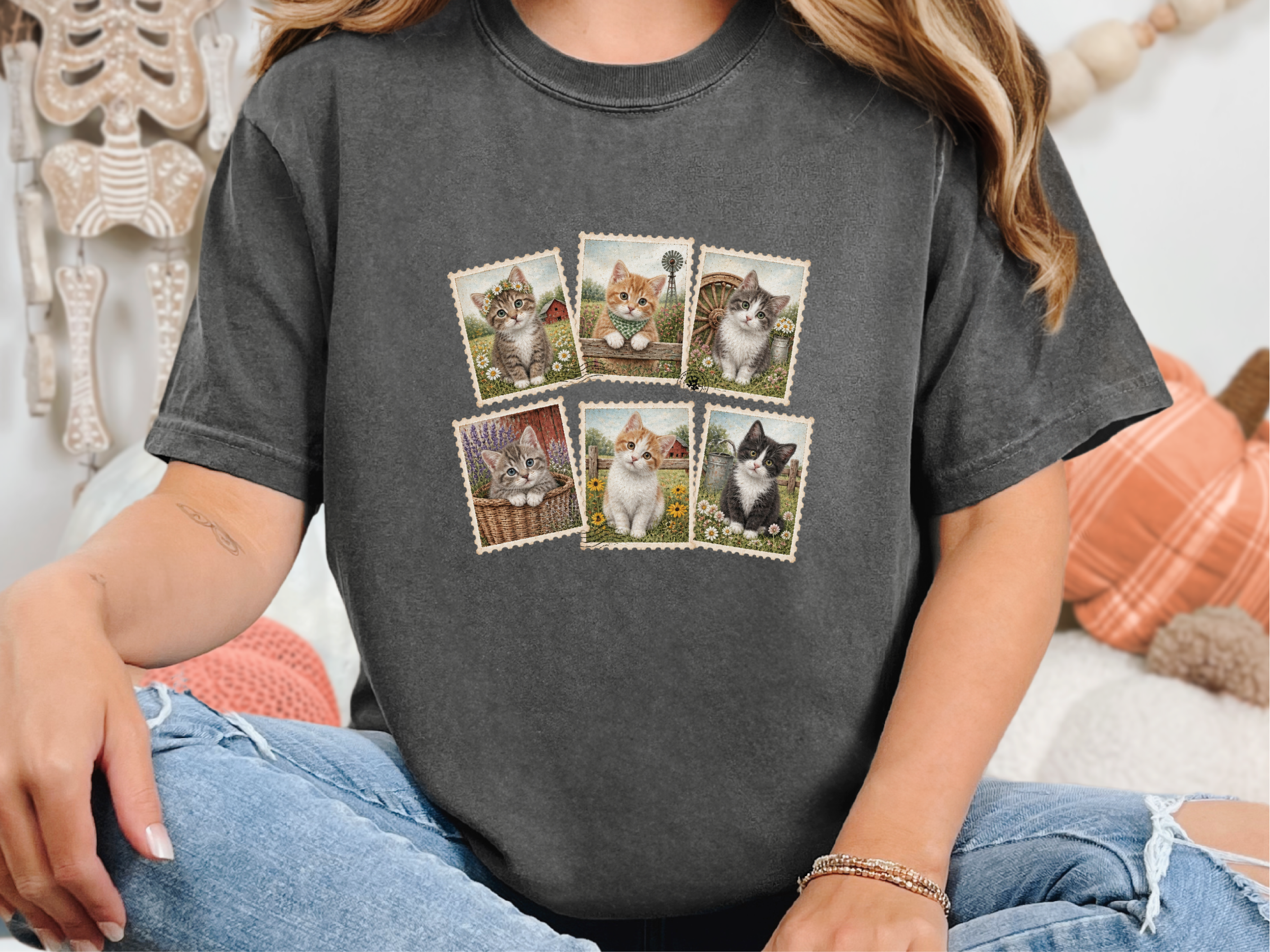 Vintage Country Cats Stamps funny shirt - photo 2