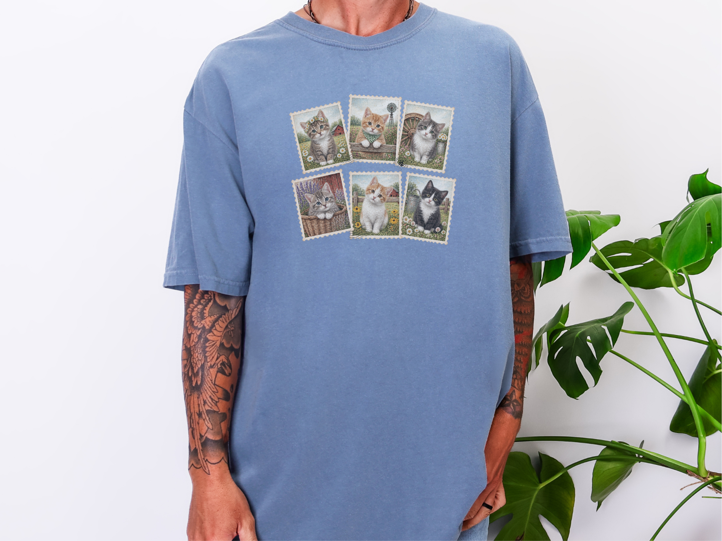 Vintage Country Cats Stamps funny shirt - photo 7