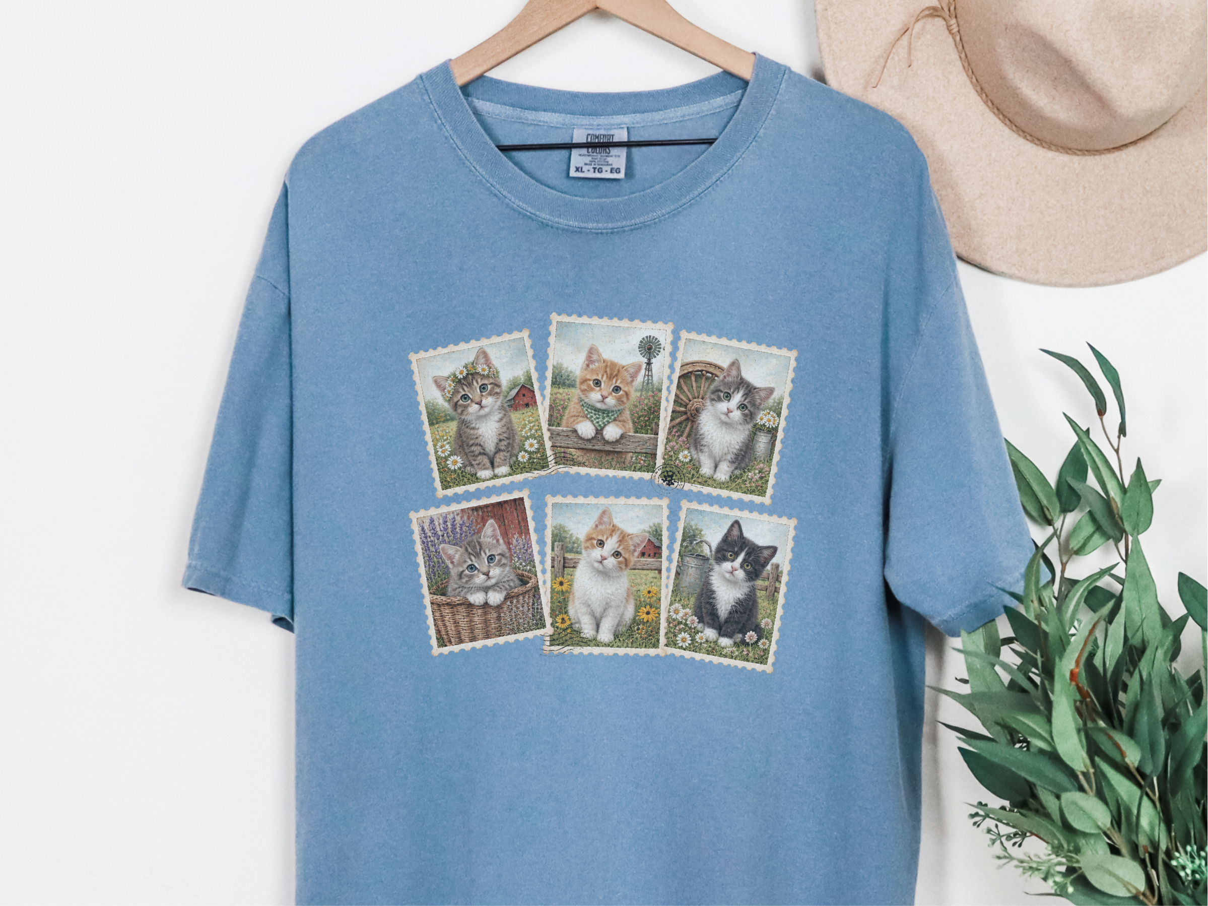 Vintage Country Cats Stamps funny shirt - photo 8