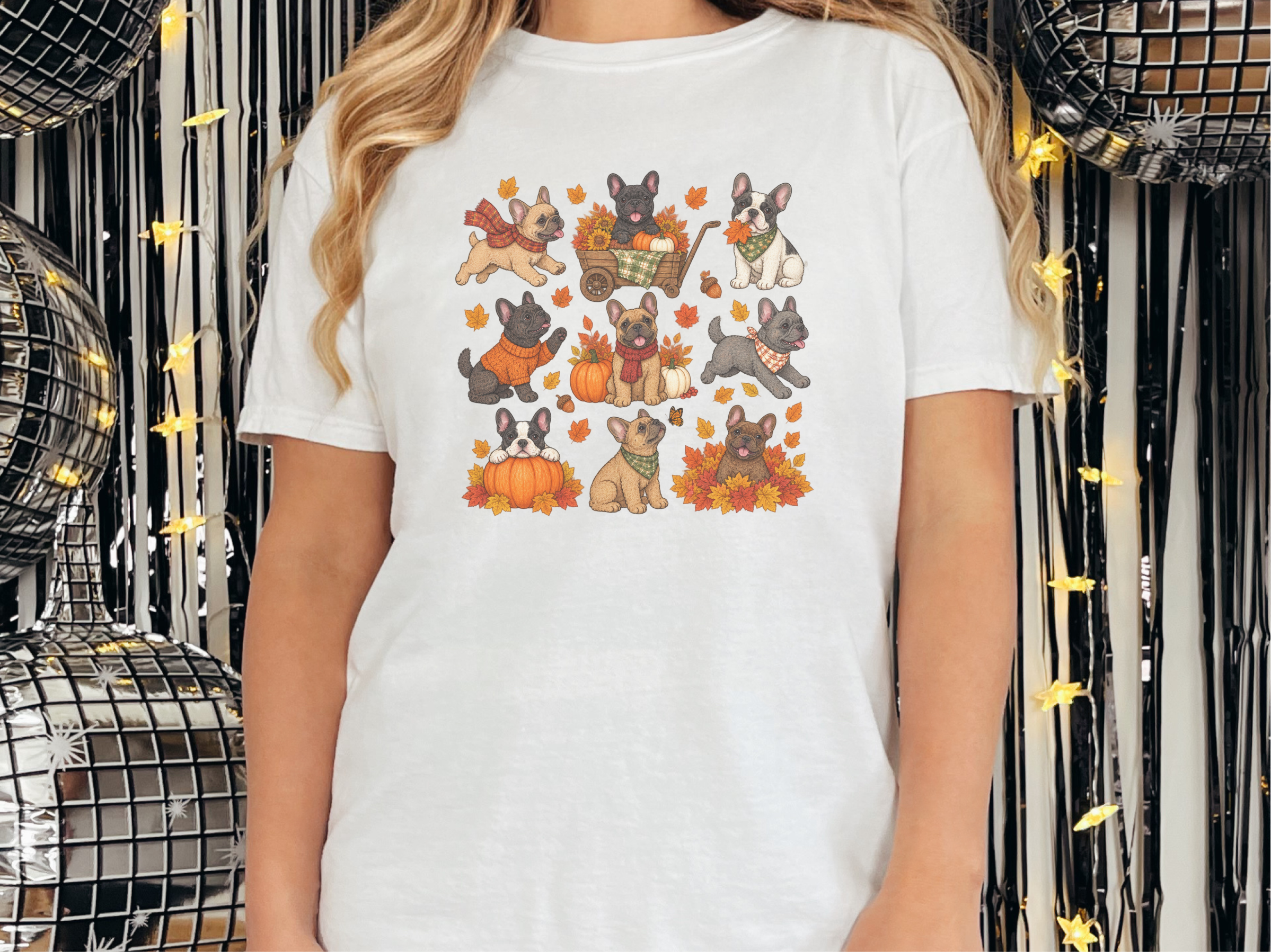 French Bulldog Autumn Activities doodle dog shirt - photo 2