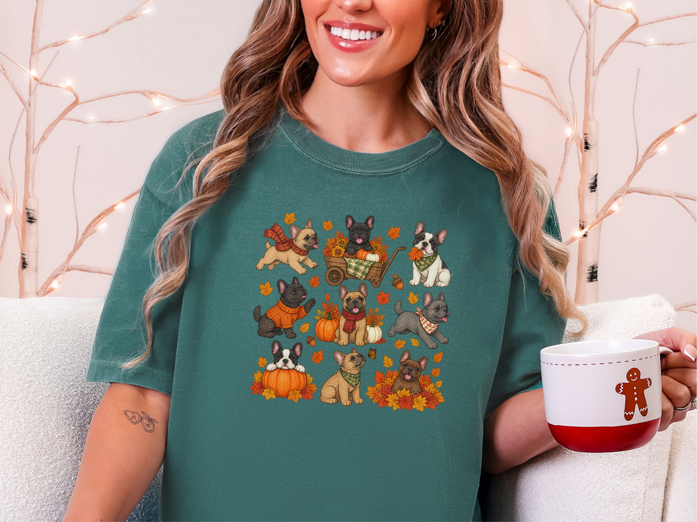 French Bulldog Autumn Activities doodle dog shirt - photo 8