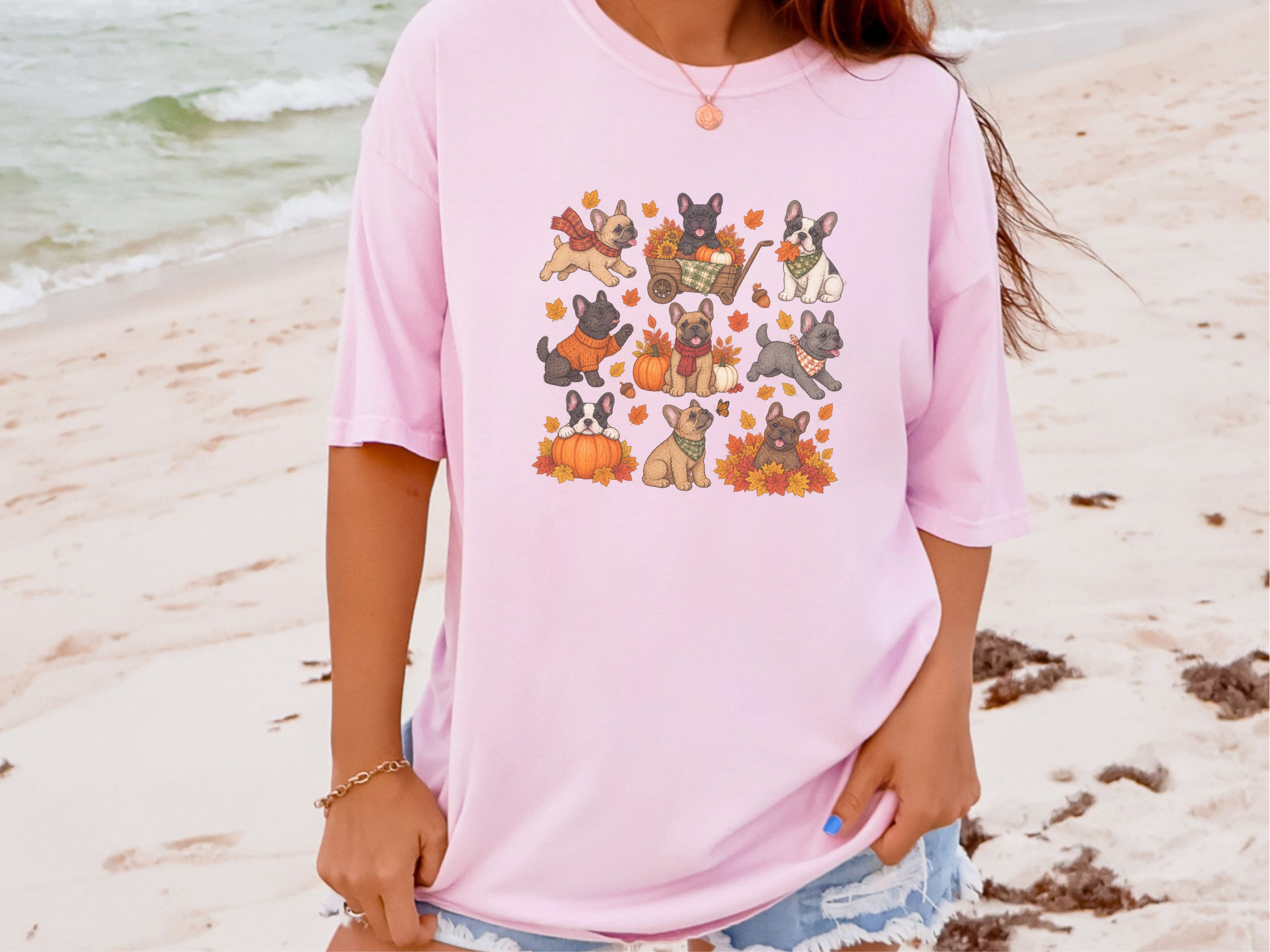 French Bulldog Autumn Activities doodle dog shirt - photo 6