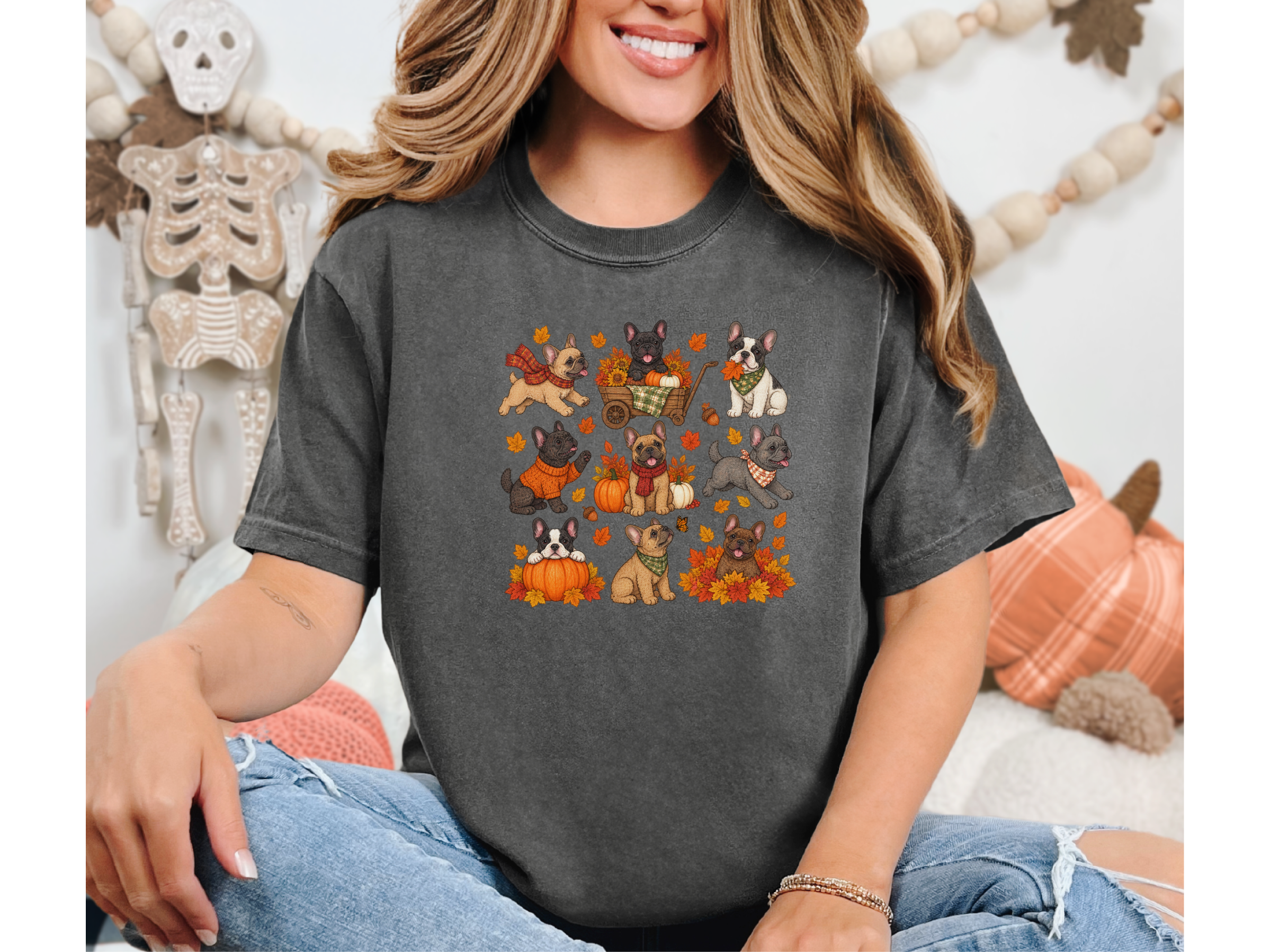 French Bulldog Autumn Activities doodle dog shirt - photo 5