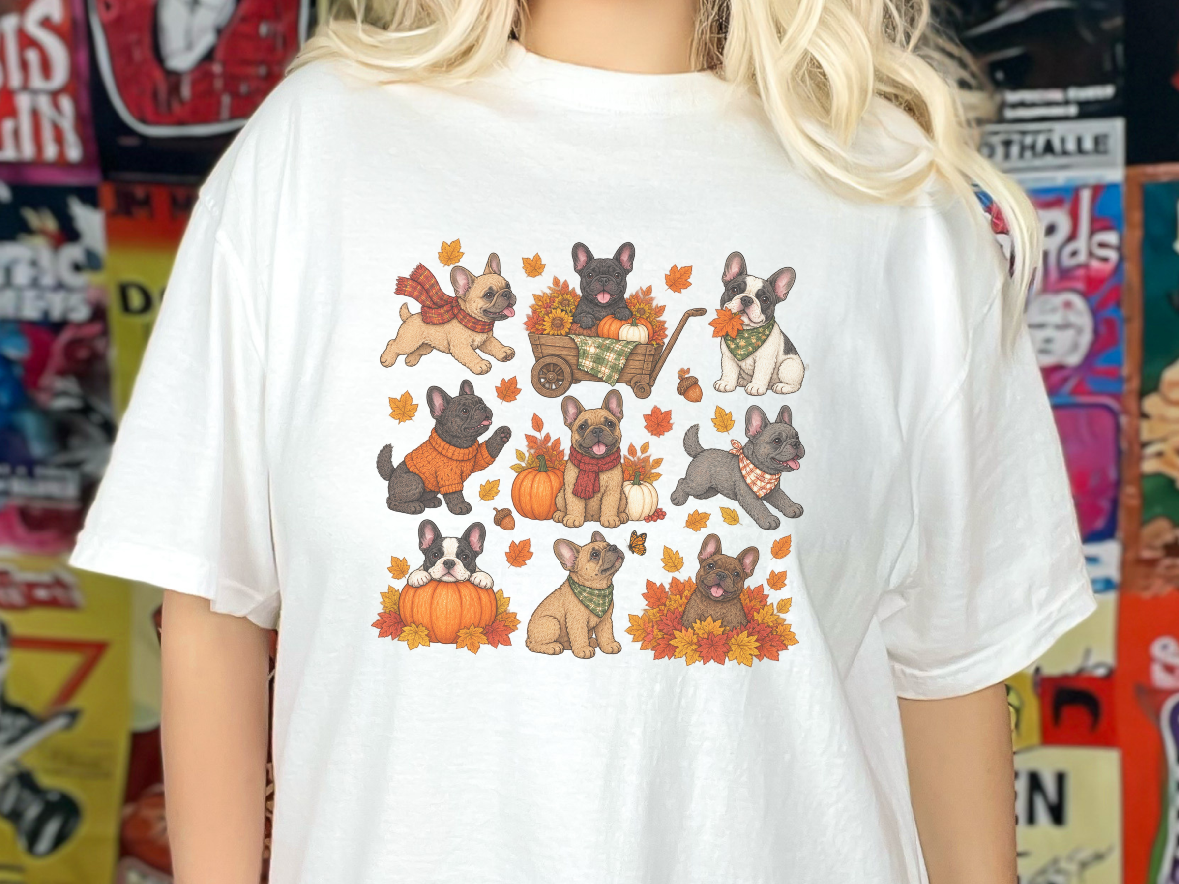 French Bulldog Autumn Activities doodle dog shirt - photo 1