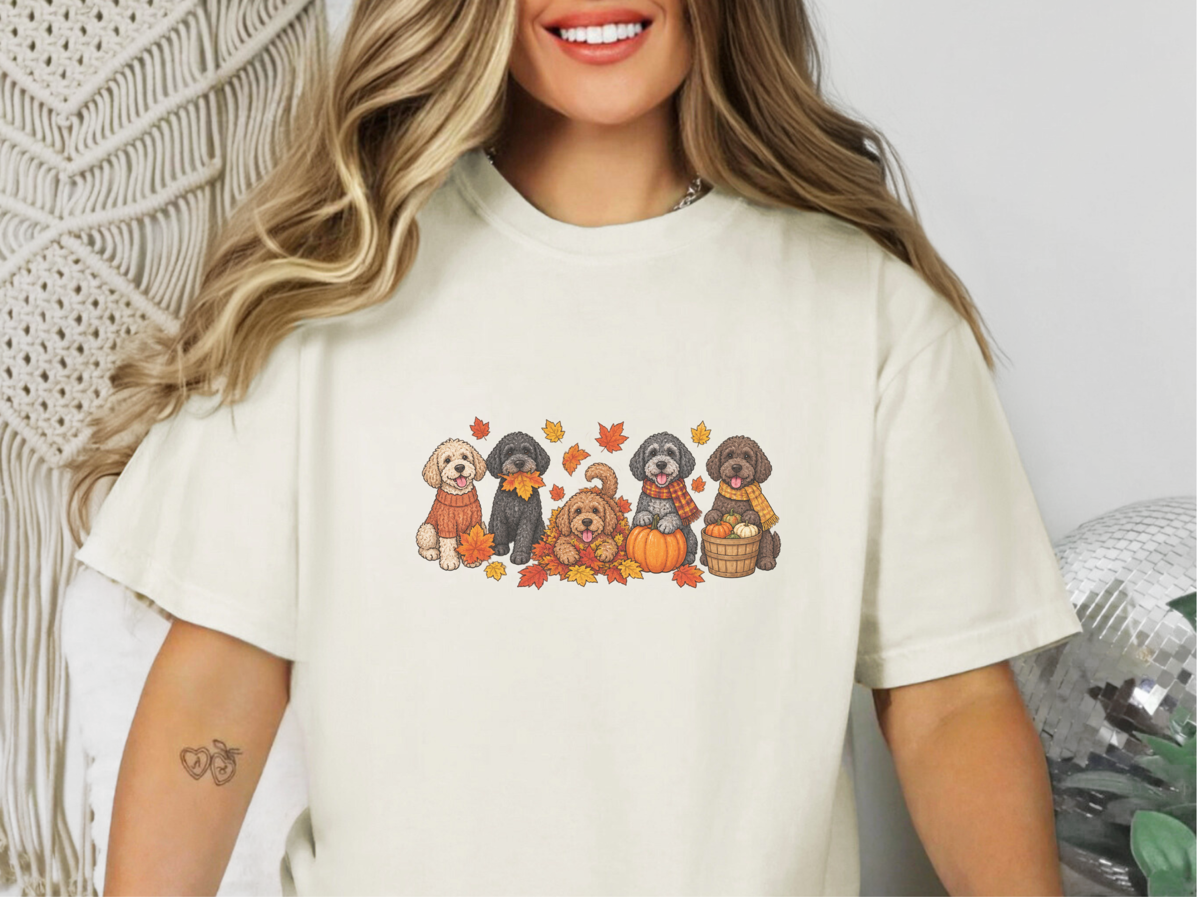 Colorful Schnoodle Fall Activities doodle dog shirt - photo 7